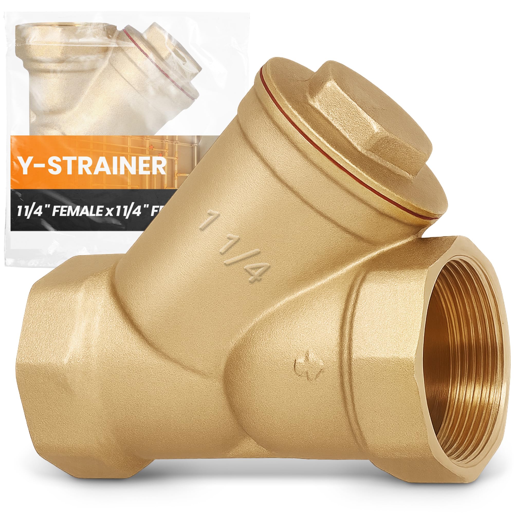 Instalguru Filtre À Eau Y En Laiton Avec Raccord Femelle 1 1/4 Pouce Filtre À Sédiments Pour Tuyauterie Système De Plomberie Chauffage Armature Sanitaire Et Traitement D’Eau