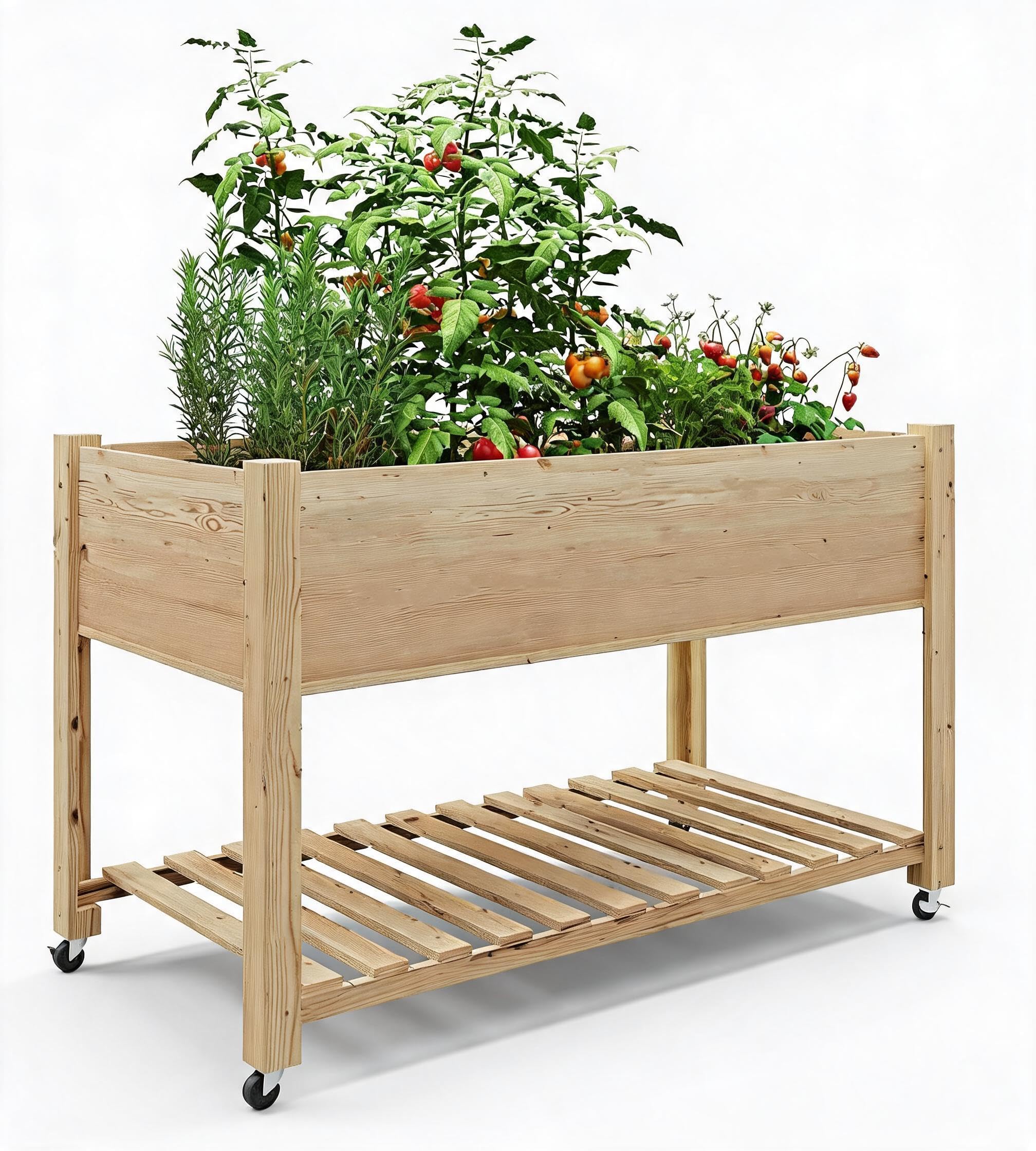 GarveeTech Sturdy Elevated Raised Garden Bed with Lockable Wheels and Legs
