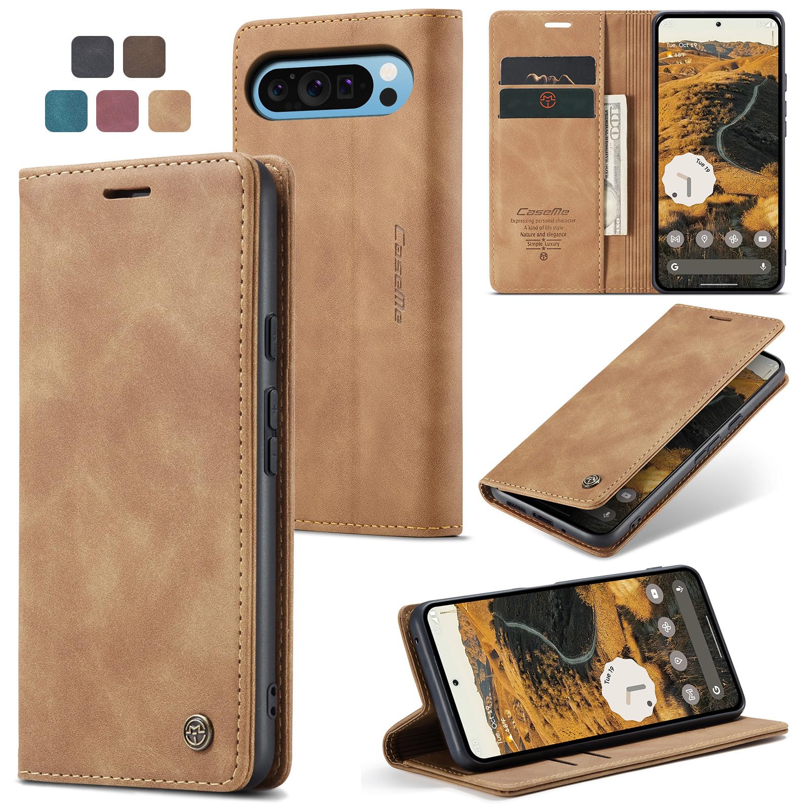 owlhold Handyhülle für iPhone klapphülle Premium hülle Weiches Vintage-Nubukleder Lederhülle