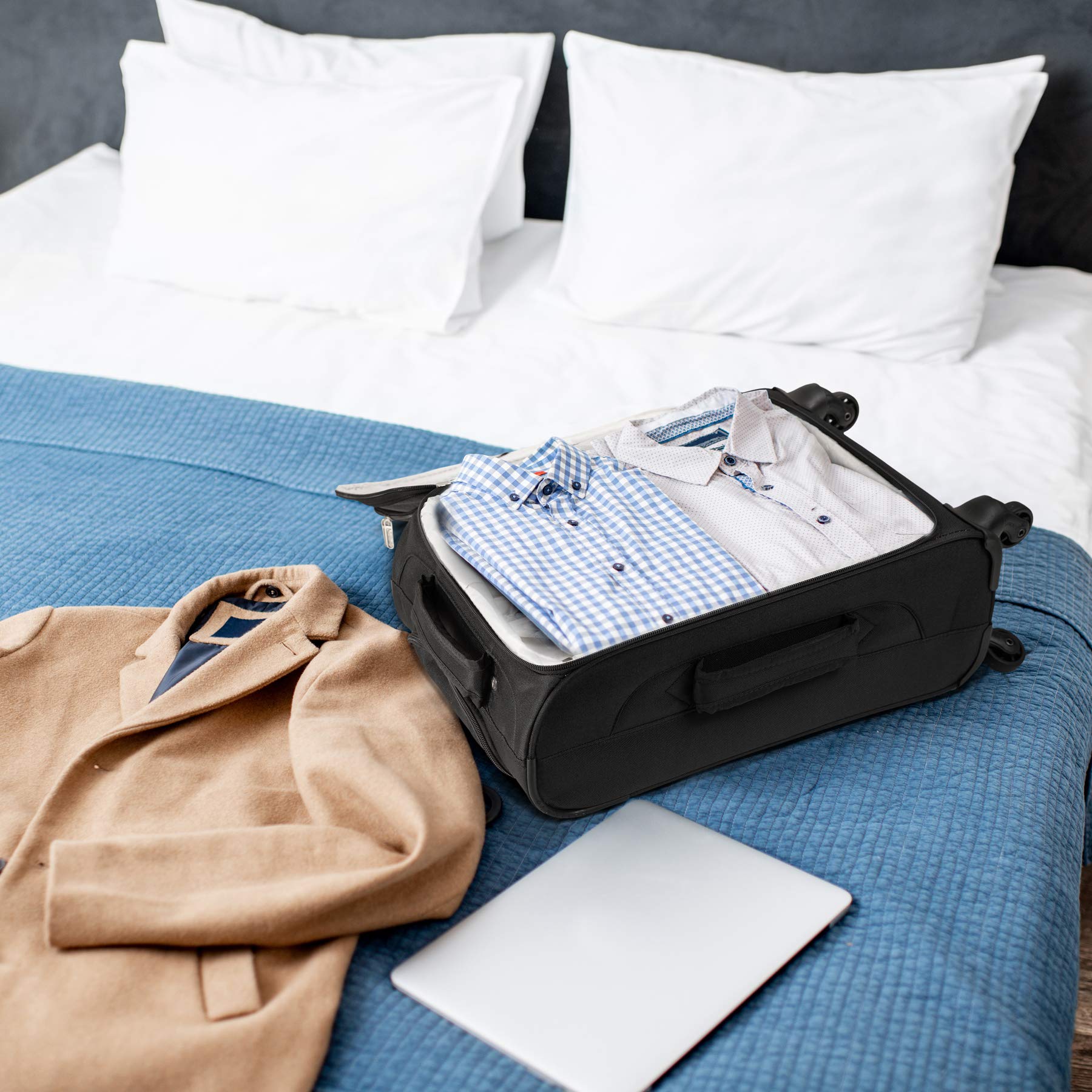 Lightweight 4 Wheel Carry On Hand Cabin Luggage Suitcase Black Grey for