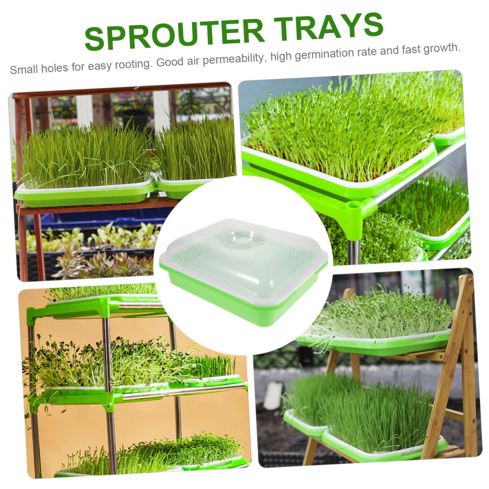 TOYANDONA Bandejas para Germinadores Tapa para Jardinería, Pack 2 Unidades, de Cultivo Plástico Profundo, Germinador de Brotes Soja, Germinación sin Tierra, Uso Doméstico y Huerto Urbano
