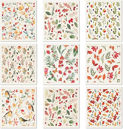 Yinder Paquete de 9 paños de lavado suecos para cocina, paños geométricos reutilizables, paños de limpieza geométricos, paños de lavado de cocina