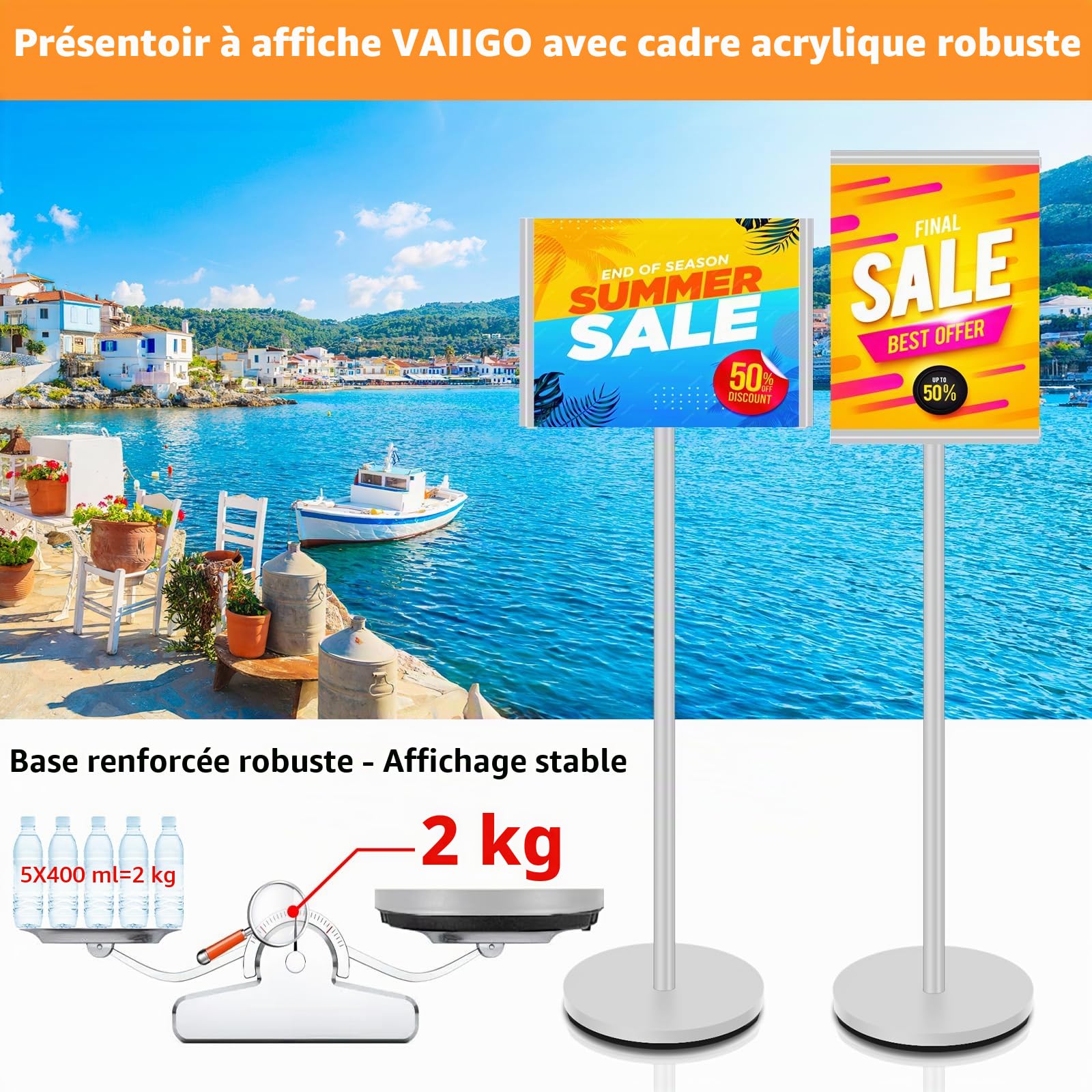 Présentoir A3 robuste avec panneau en acrylique, support pour affiche, menu pour restaurant, magasin, mariage, entreprise, bienvenue, publicité, bureau, argent