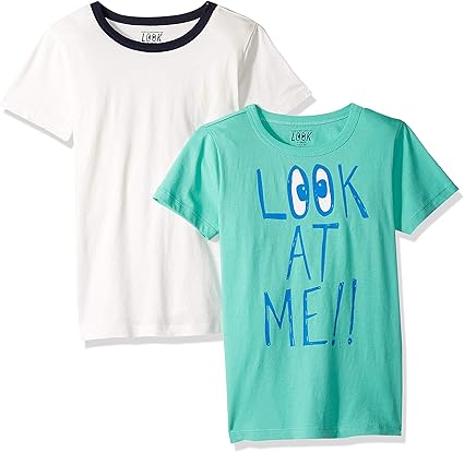 LOOK by crewcuts Jungen T-Shirts, Kurzarm, 2er-Pack, unifarben 