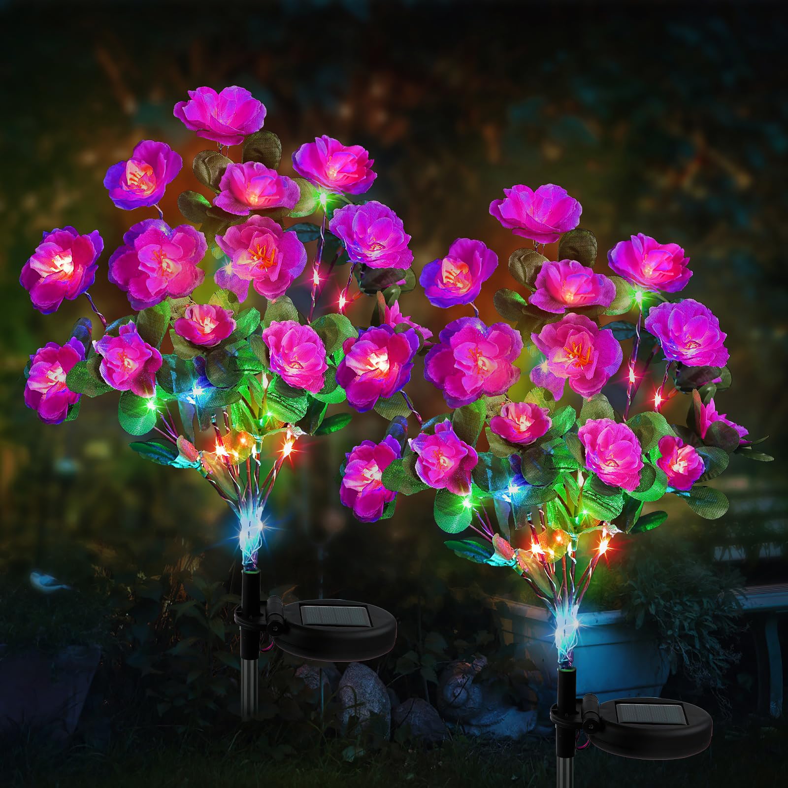 Joyoldelf Solar Lights Outdoor Garden, 2 Pack Rhododendron Solar Garden Lights