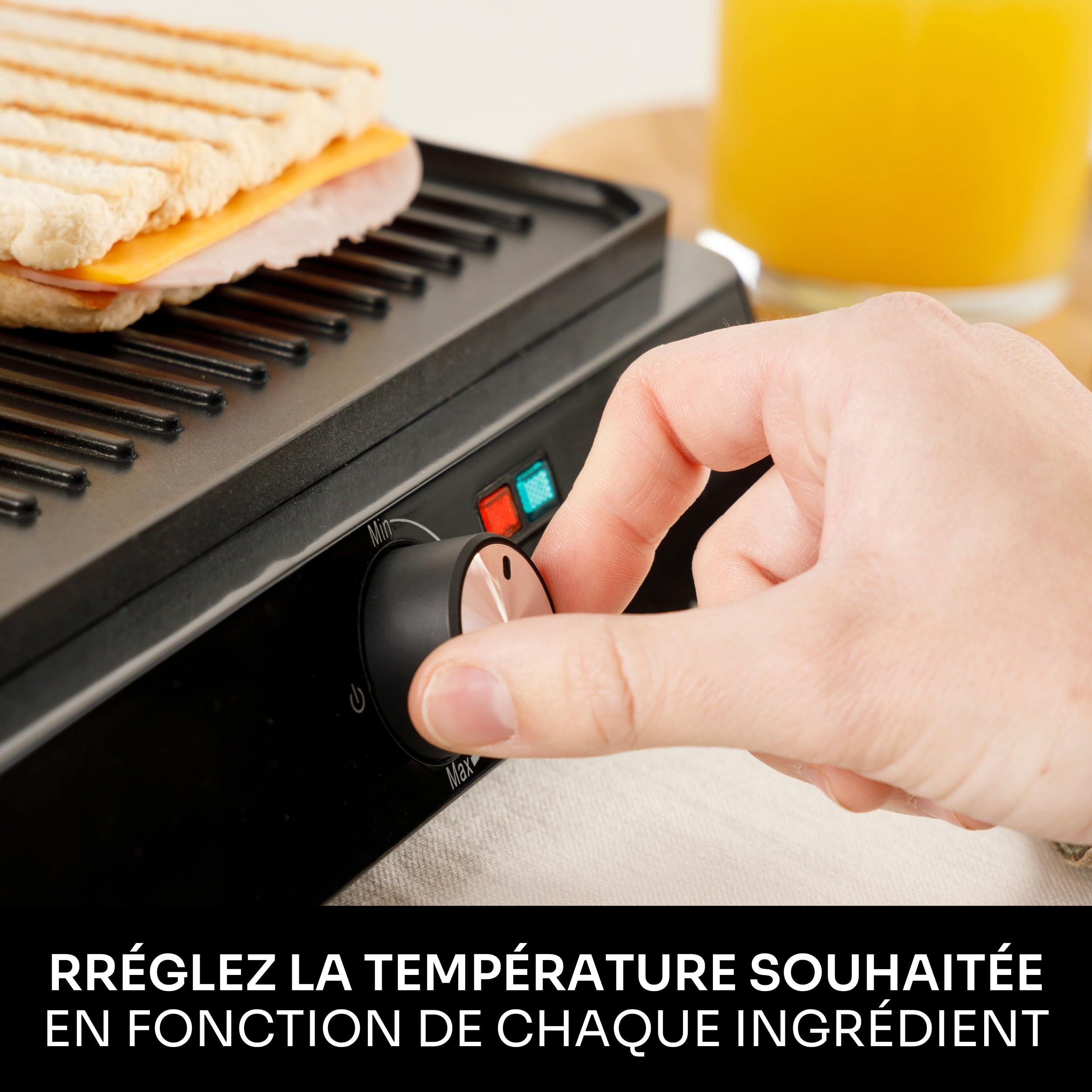 Mellerware - Gril électrique portable Hotty ! | 2200W | Anti-adhérent | 3 en 1 (Cuisinière, Assiette, Barbecue) | Régulateur de température | LED | Ouverture 180 degrés | 29 × 46 cm | Acier inoxydable