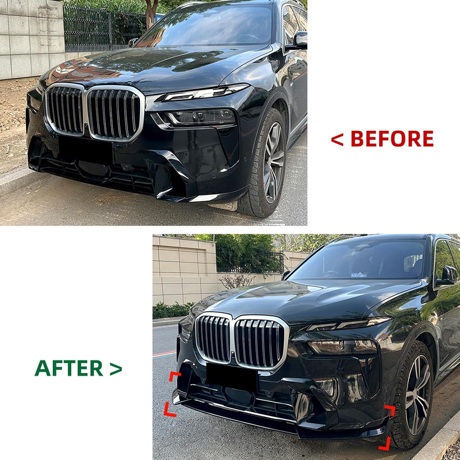 Front Bumper Spoiler Lip for BMW X7 G07 LCI M Sport 2023-2025