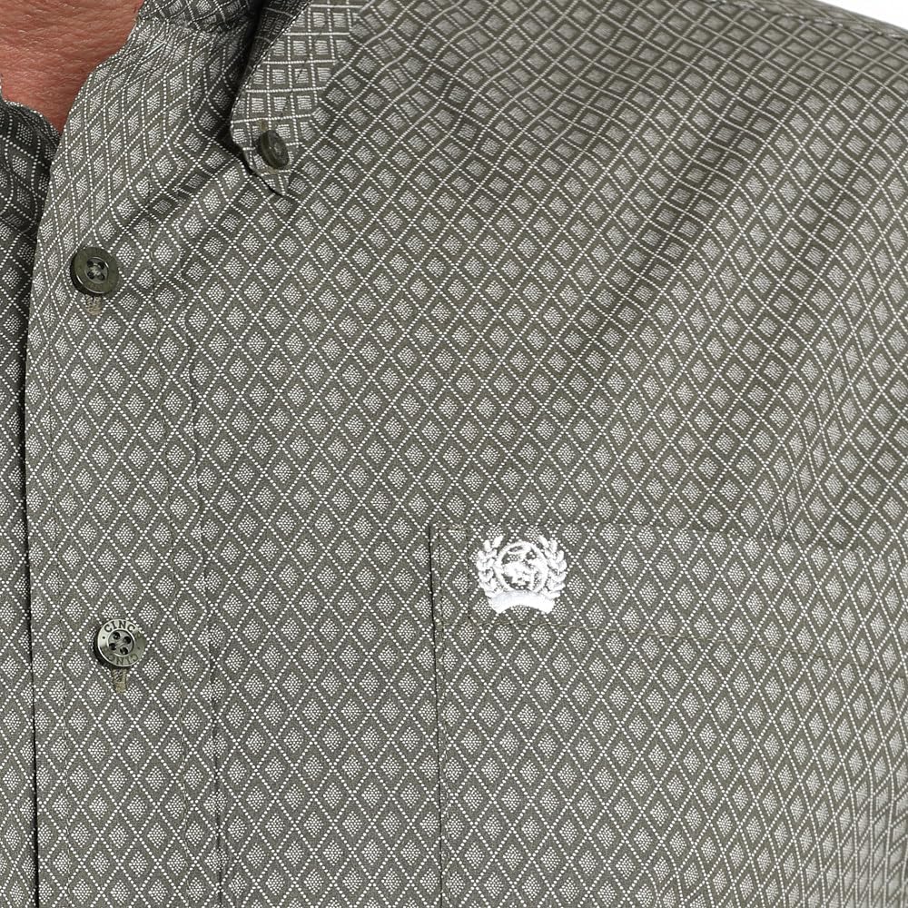 Cinch Men's Olive Diamond Print Shirt - Image 4
