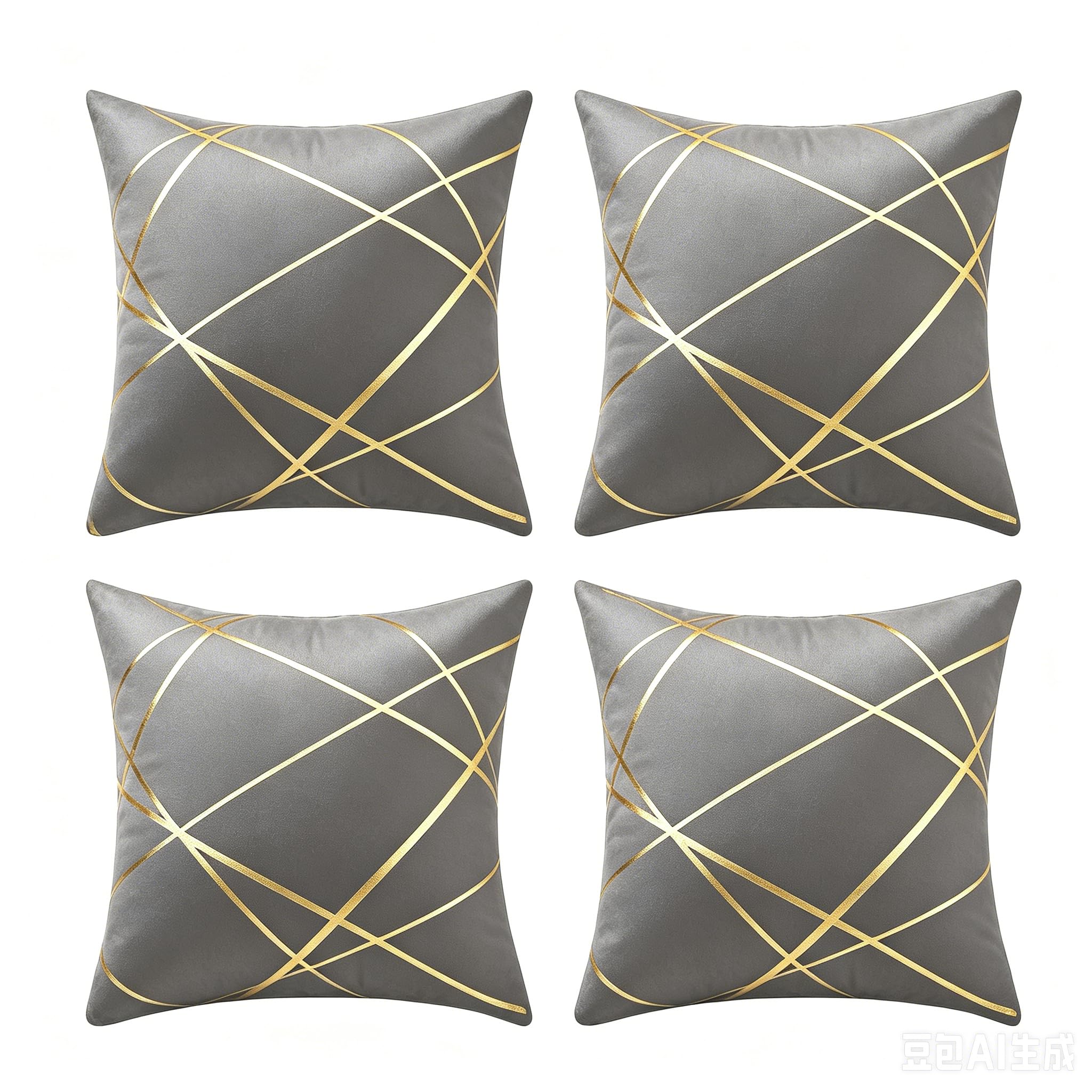 TAOSON Pack of 4,Gold Pillow Covers Velvet Both Sides Sparkle Foil Print Deco Cozy Soft Throw Pillow Cases Cushion Covers Shells for Sofa Couch Bed Home Decoration 18 x 18 Inches Dark Grey/Gray โ image 1