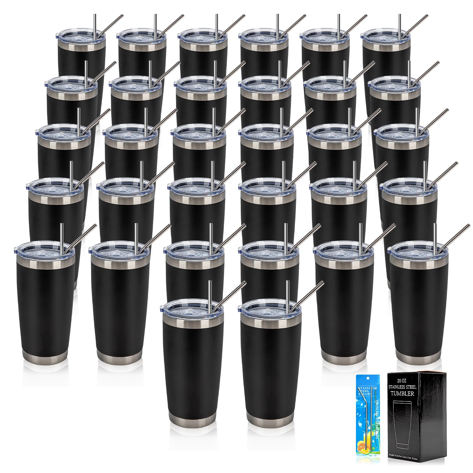 Amazon.com: IEOVIEE 32 Pack, 20oz Stainless Steel Bulk Tumblers