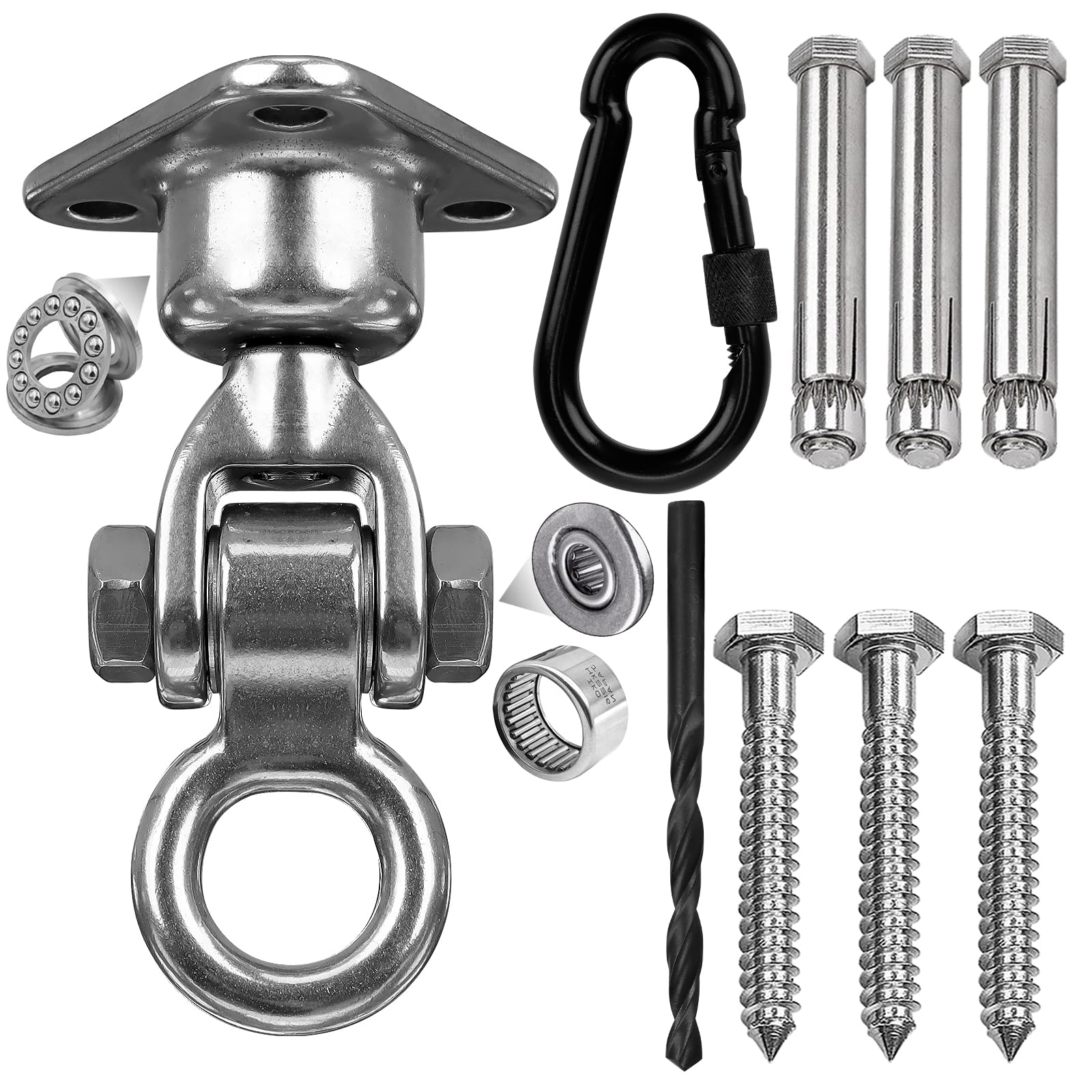 Yyiwhmy 680kg Heavy Duty Swing Hanger, 304 Stainless Steel, 360°+180° Swivel Hanging Hardware with bearing for Porch Swing, Hammock, Punching Bag, Playground, Hanging Chair