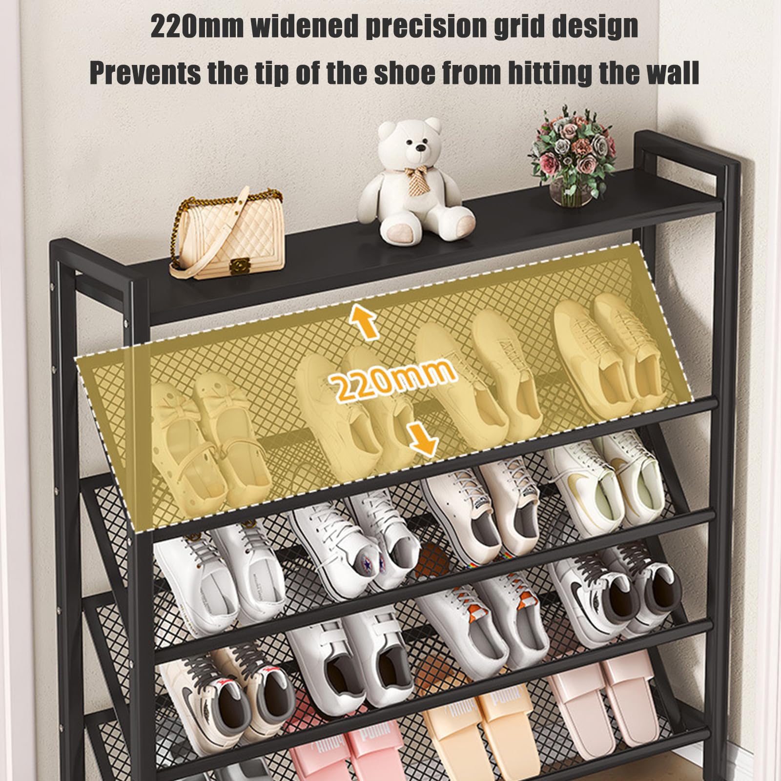 5Tier d Metalowy stojak na buty Slim Open Design High Capaci buty nizer do wejścia oszczędzające miejsce buty Sto Solut