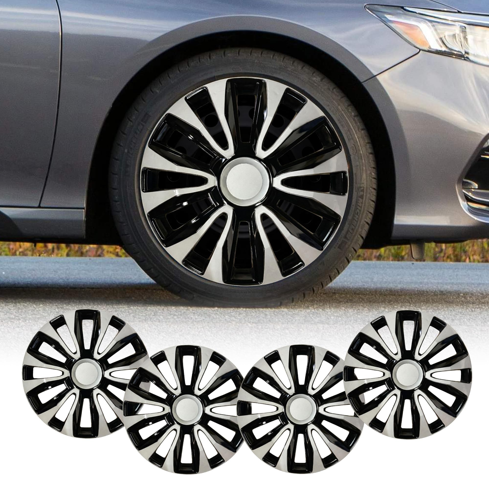 Mayde NAVORA Hubcaps 16 Inch Wheel Covers, Universal Fit, Set of 4