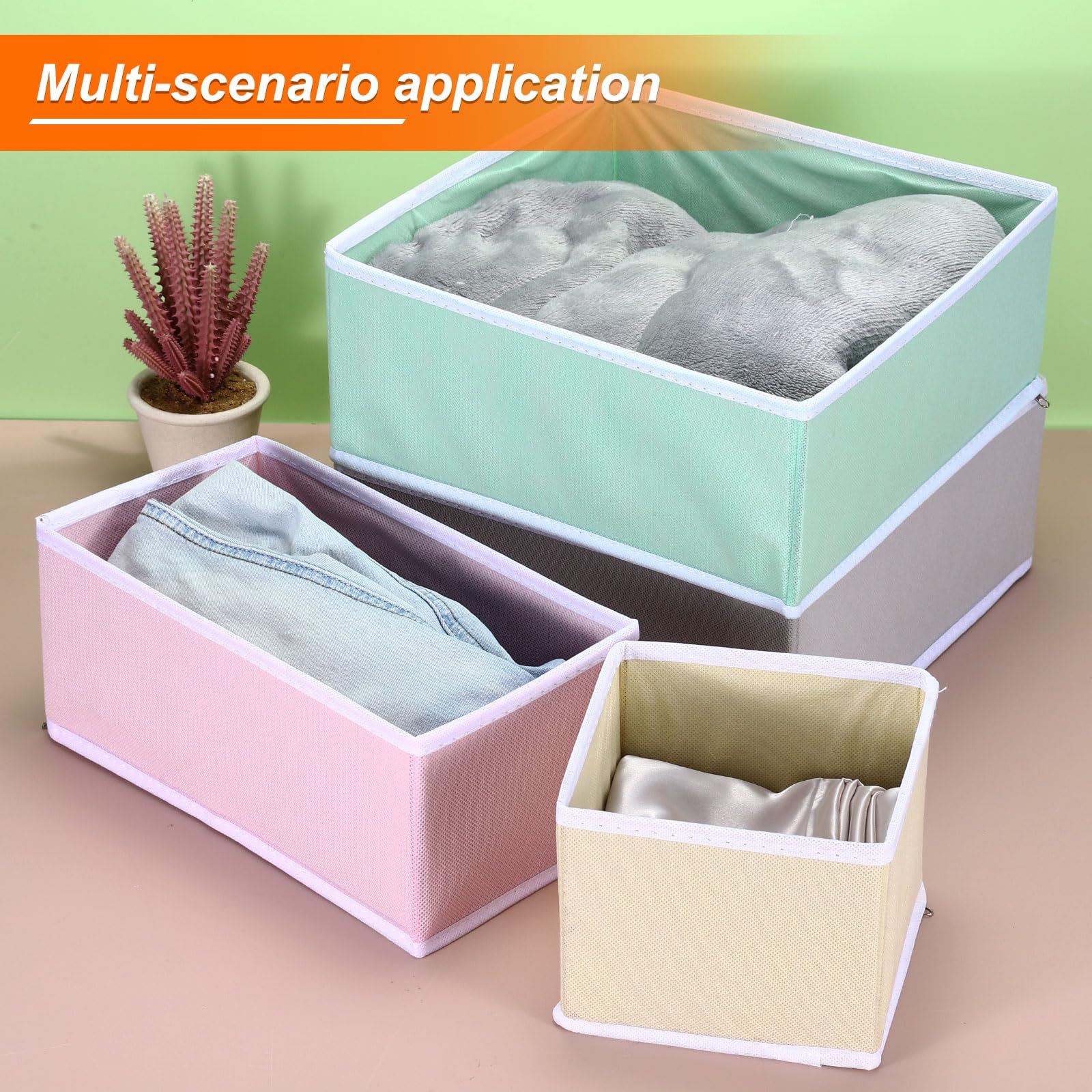 QUARKZMAN Zusammenklappbare Stoff-Aufbewahrungsbox 12 Fächer Schwarz | 1 Set, Socken Unterwäsche Schubladen-Organizer Körbe Behälter, Für Kleidung Socken Schals Krawatten, Stoff