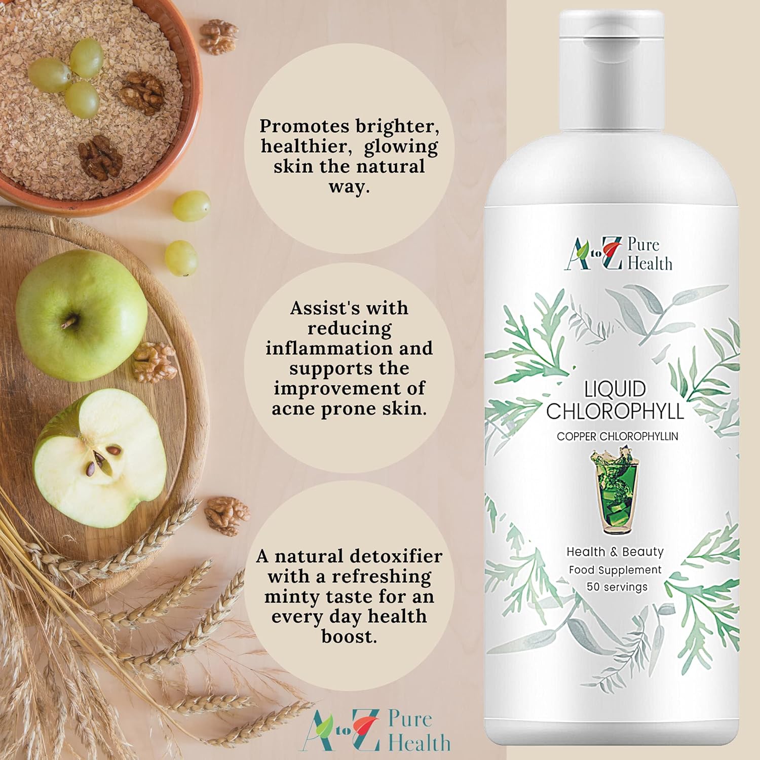 Liquid Chlorophyll Drops 500ml Daily Health & Beauty Detox Supplement