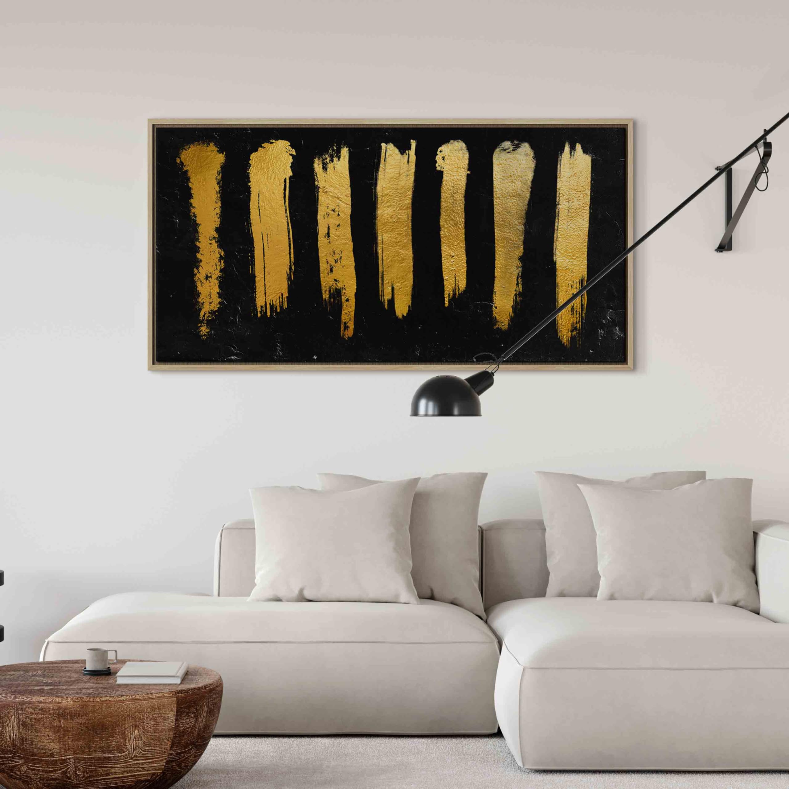 murando - Grand Tableau avec Cadre Chambre, Traces de Pinceaux, 140x70 cm