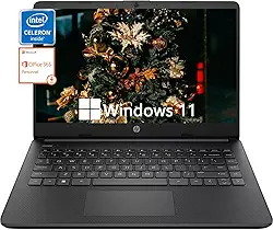 HP Laptop empresarial de 14 polegadas, laptops ultraleves para estudantes e negócios, Intel Celeron N4120 (Quad-Core), 4 GB de RAM, 128 GB de eMMC, Intel UHD Graphics, 1 ano de escritório 365, Windows