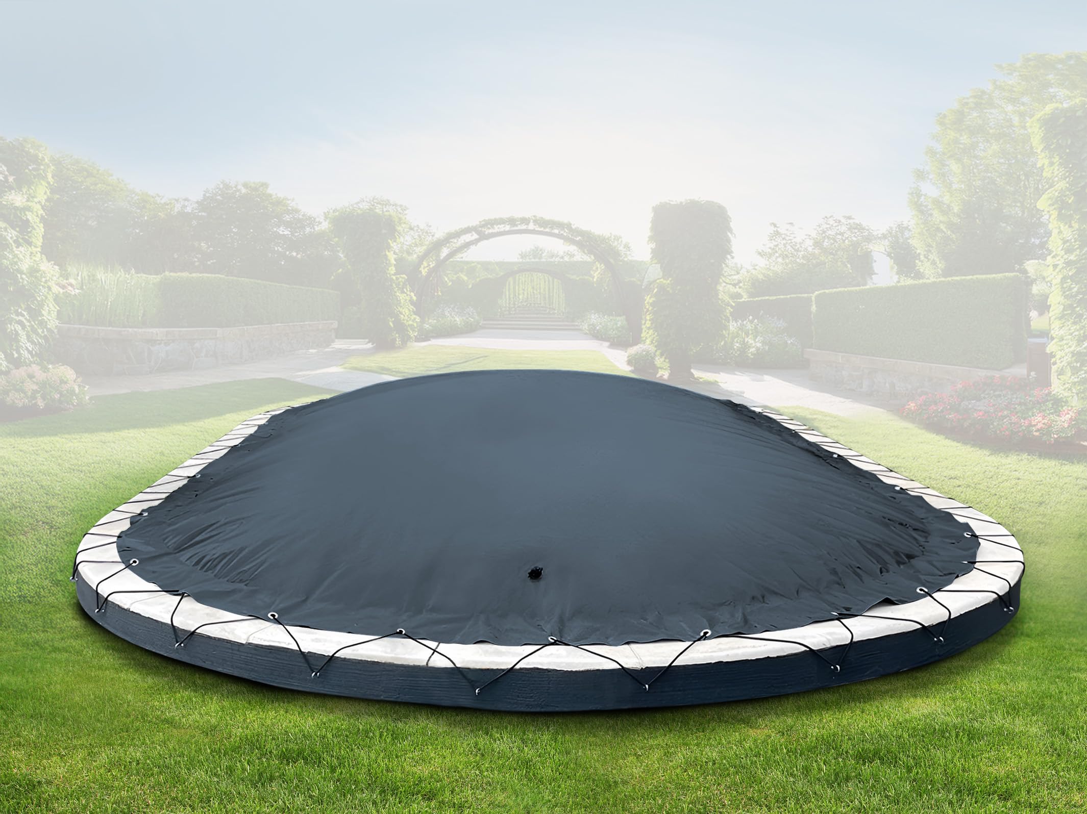 ANKO PLANEN Cubierta de Piscina Hinchable Ovalada – Lona de Cobertura Premium para Piscina – solución Ideal para el Invierno AirDeluxe (4,50m x 3,00m, Antracita)