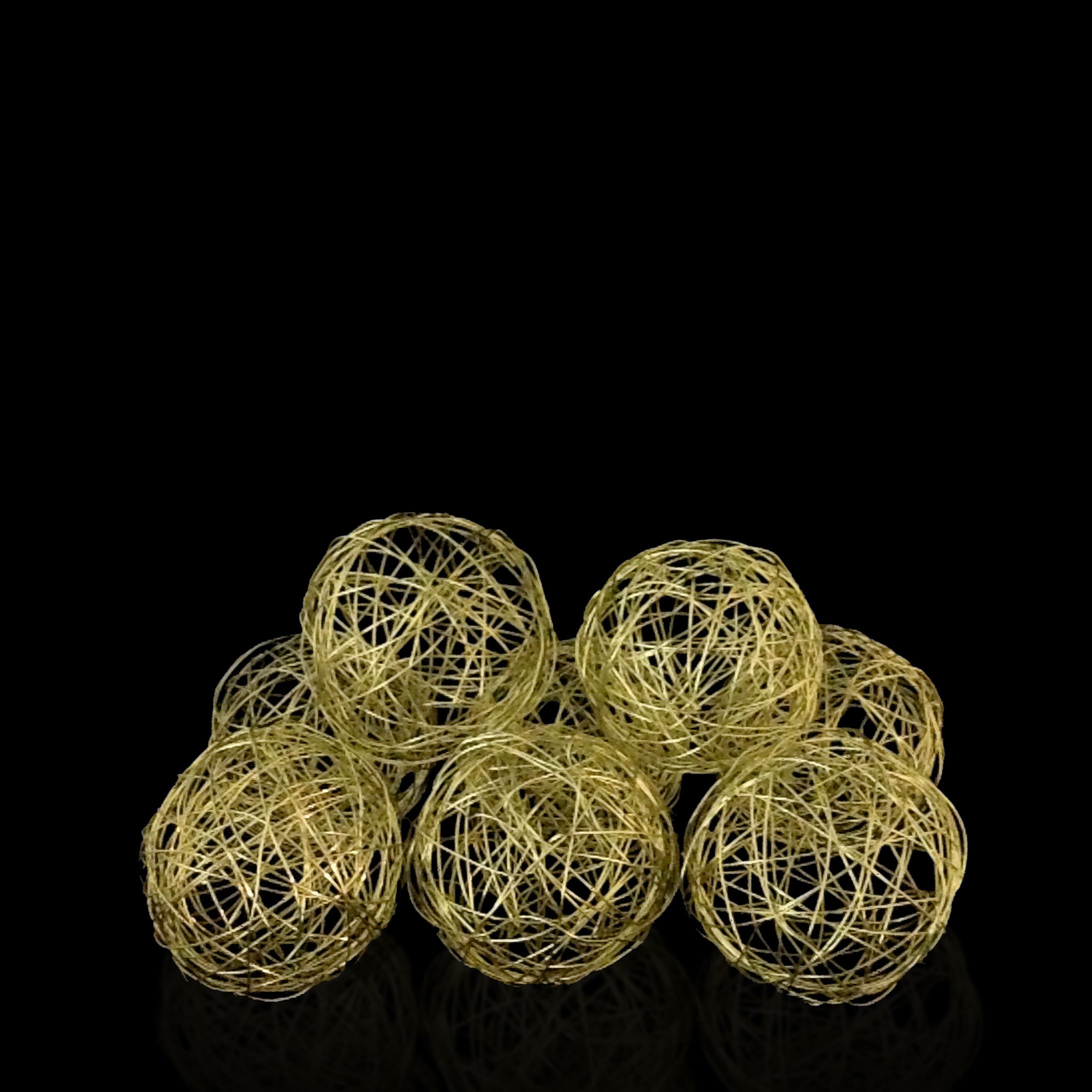 Import 3in Metallic Gold Wire Ball, Set of 8