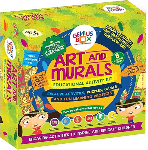 Genius Box Kit de arte y murales para niños pequeños | Kit de actividades creativas 8 en 1 | Juego de rompecabezas para niños mayores de 5 años |