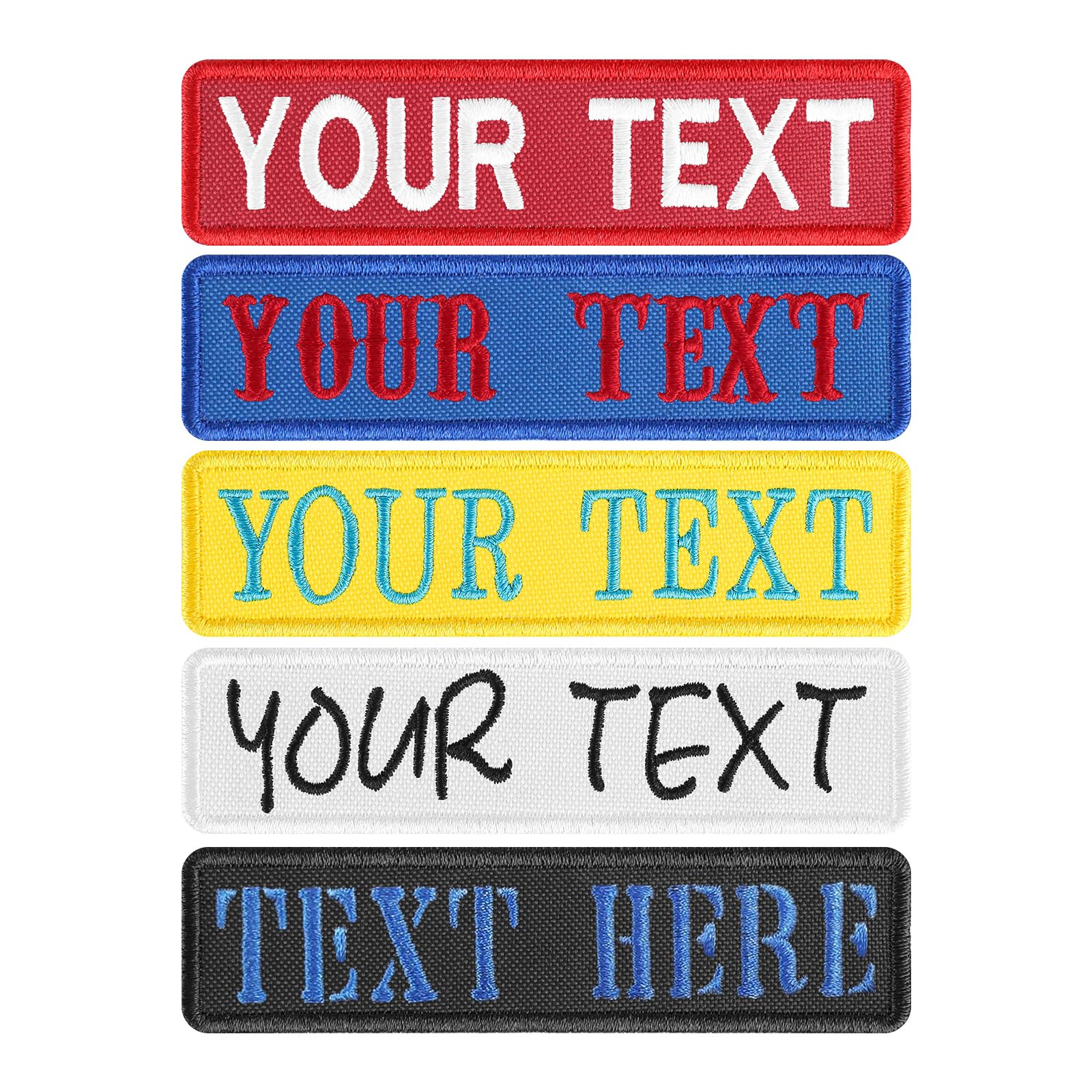 2PCS Personalized Embroidered Name Patches, Custom Text/Number Tape with Hook Loop,Iron on,Sew On Custom Removable Military Tactical Patches for