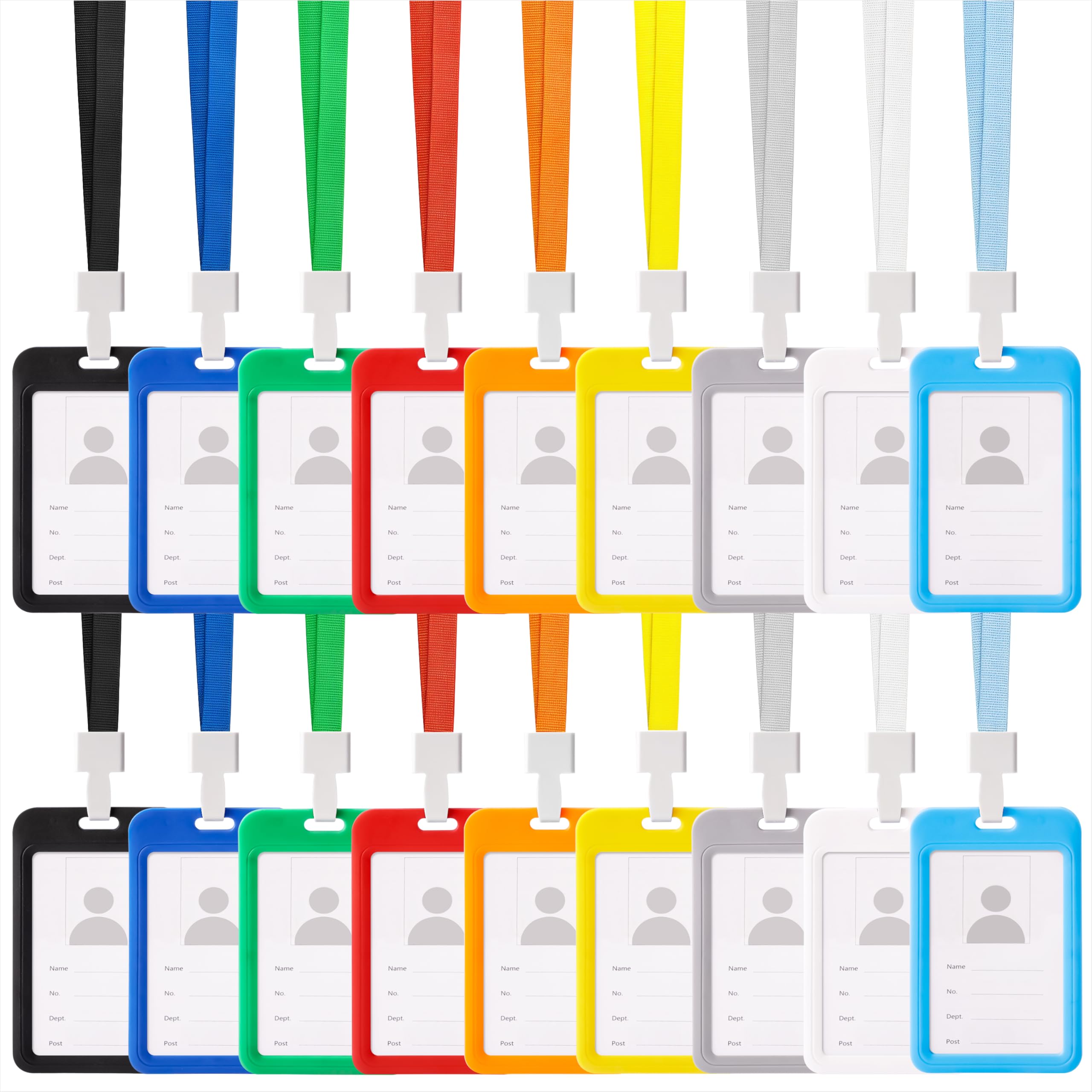 ID Card Name Badge Holders Neck Strap Lanyard with Card Holder Double Sided ID Card Holders for Office School ID Credit Cards Driver Licenses Passes 18 Pack 9 Color