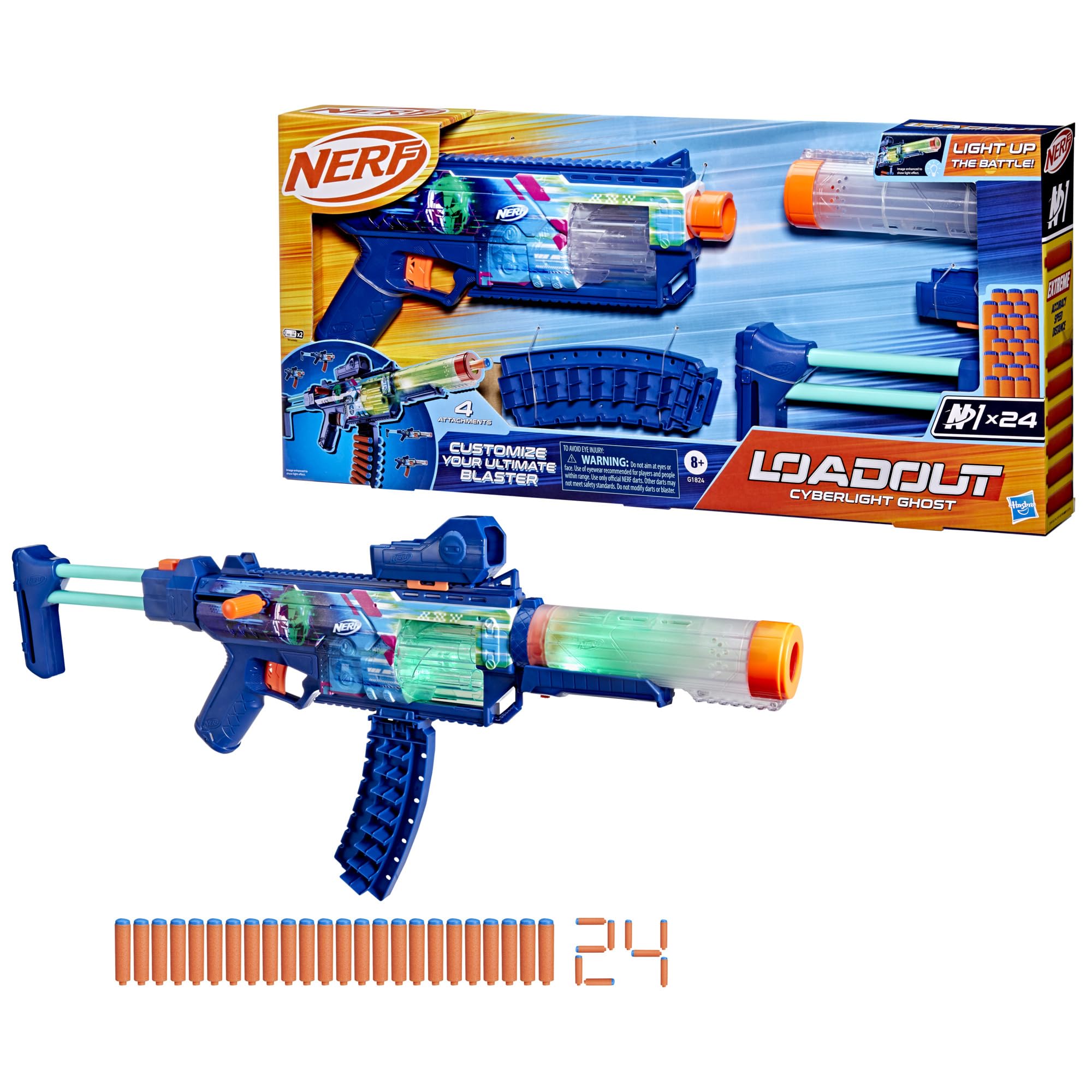 Nerf Loadout Cyberlight Ghost Tabanca ve N1 Dartlar