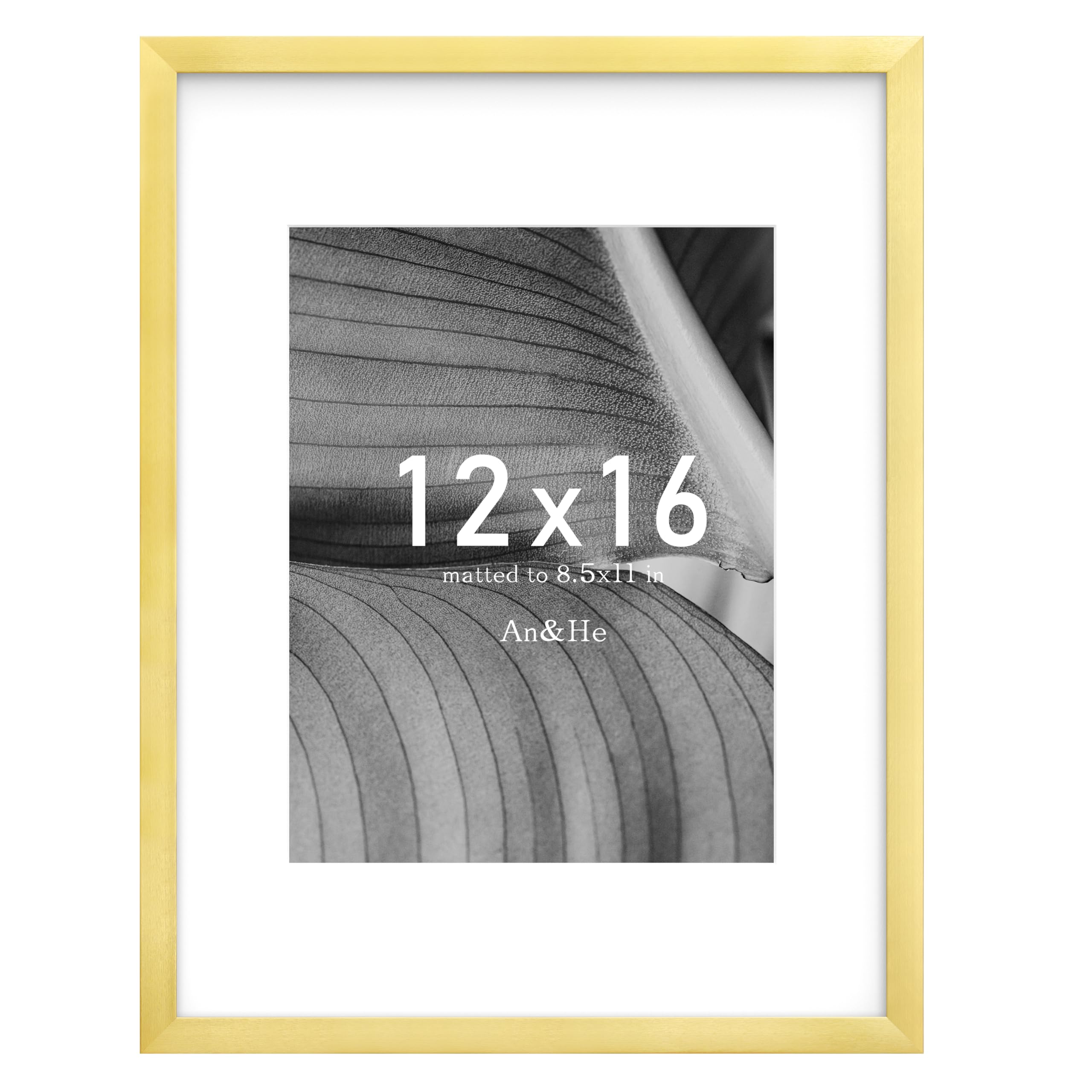 Photo 1 of **SCRATCHED*** An&He 12x16 Picture Frame, Gold Photo Frame for Tabletop and Wall Display, Minimalist Design, Set of 1