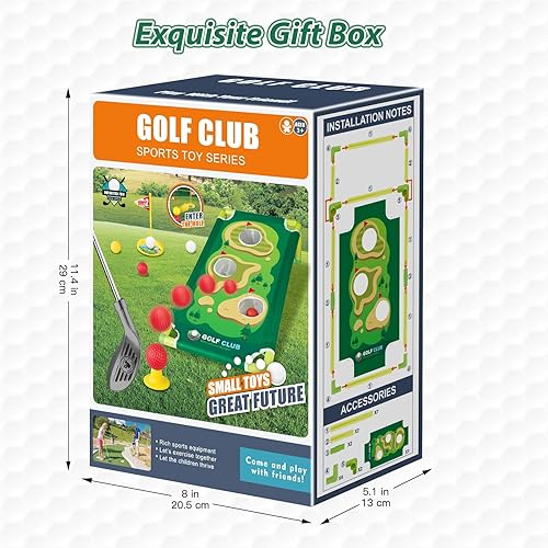 Miniatura 9 de Liberry Juego de palos de golf para niños y niñas de 3, 4, 5, 6 años, juego de golf ajustable con tapete de putt, tabla de cornhole, juguete