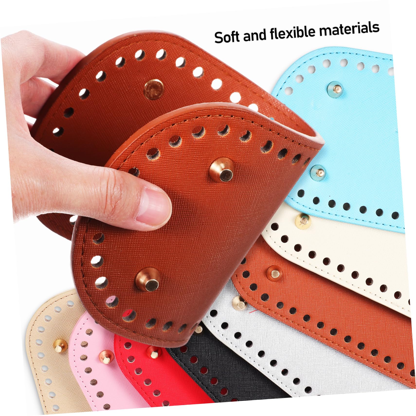 8 Stück Taschenboden aus Pu Leder mit Löchern Oval für Selbstgemacht Handtasche Häkeltaschenformer Einfache Elegante Strickbeutelboden Zubehör