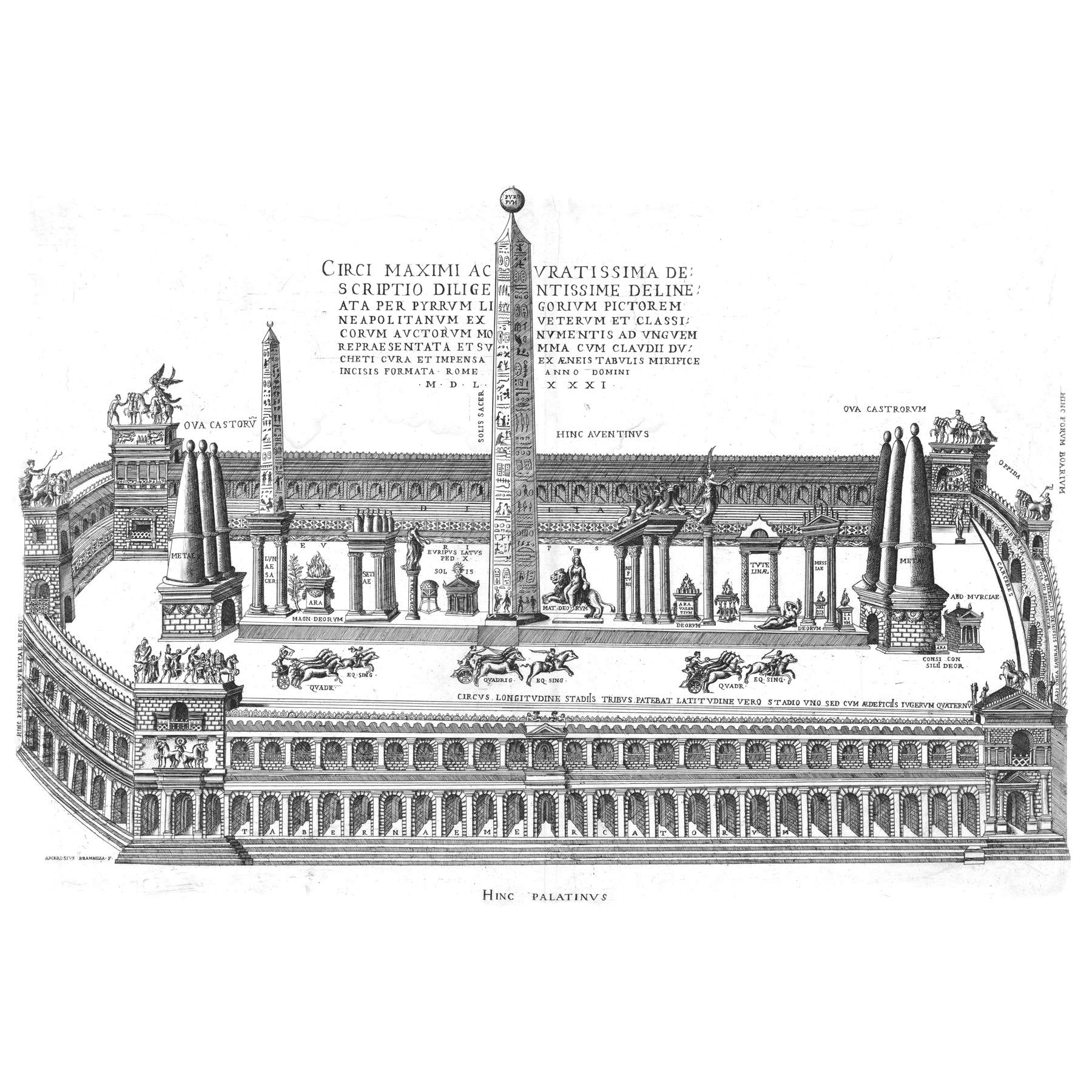 Artery8 Brambilla Roman Circus Maximus Hippodrome Engraving Premium Wall Art Canvas Print 18X24 Inch