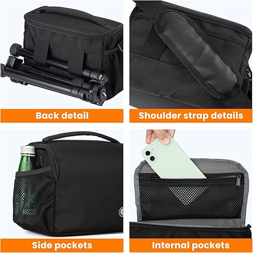 Miniatura 4 de TARION Bolsa para cámara DSLR, bolsa de mensajero pequeña para cámara DSLR, bolsa de hombro para cámara, bolsa para dispositivos, bolsa cruzada para