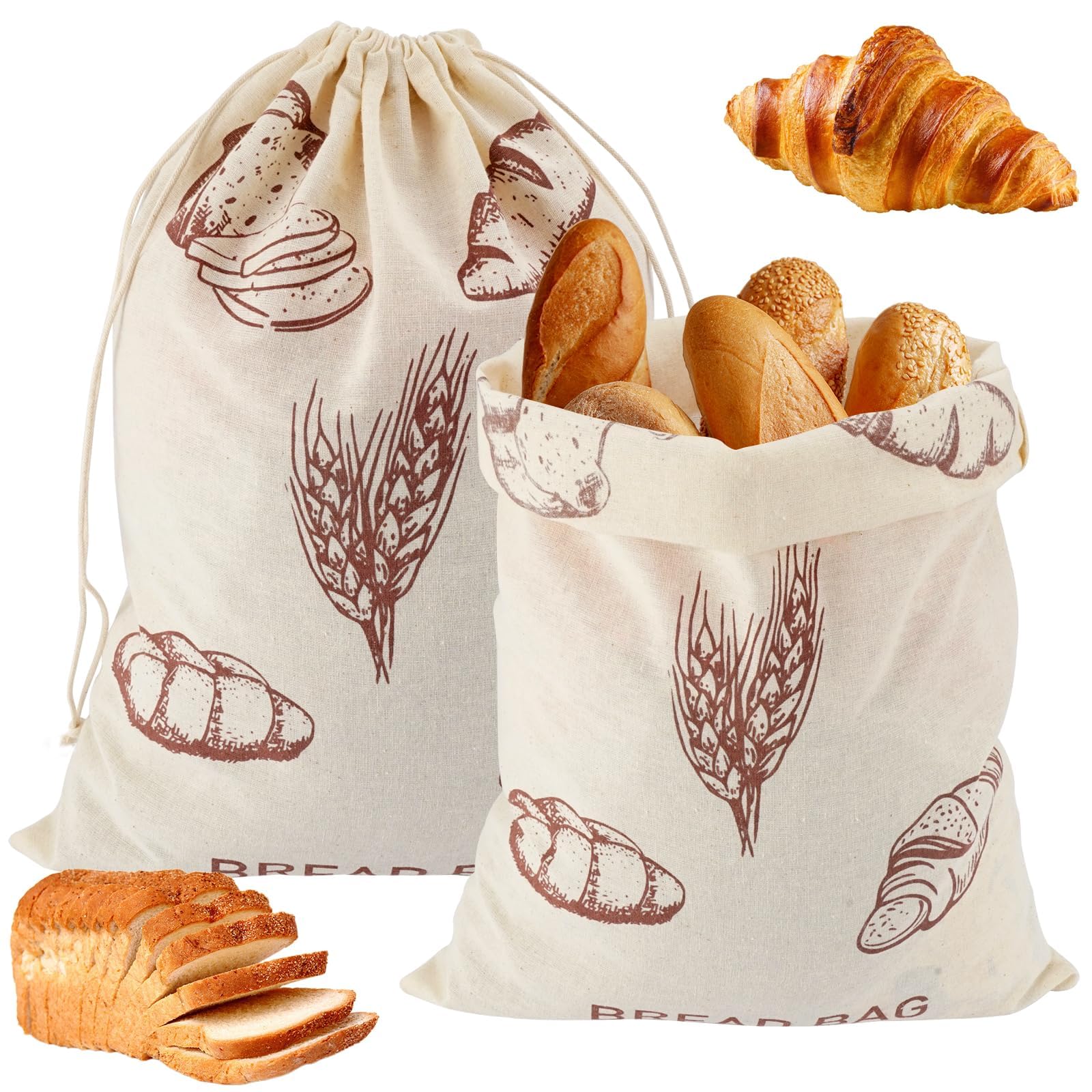 Bolsas de almacenamiento de pan reutilizables de tela de lino para panadería y alimentos