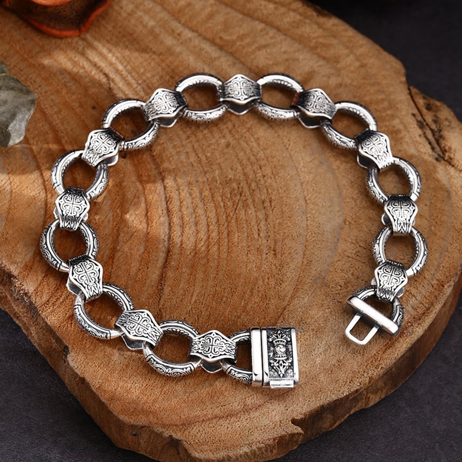 Herren Armbänder 925er Silber Kreis Vintage Armreifen