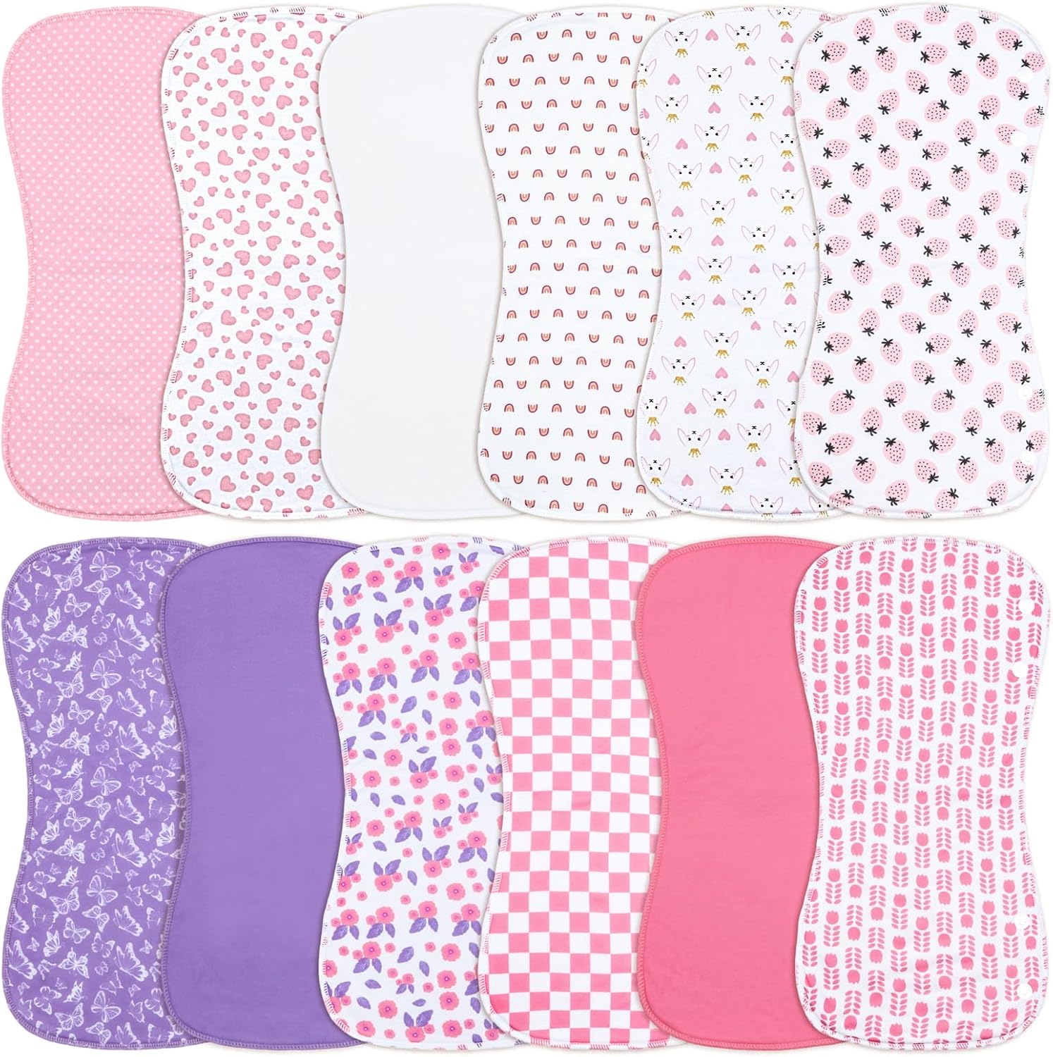 Baby Burp Cloths &Baby B.ibs 2-in-1 Design 3 Layers Thicken Cotton Absorbent and Soft Spit Up Burping Rags Set for Newborn (Multicolor-02) - Image 1 of 9