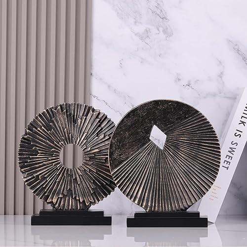 Miniatura 5 de DOVDOV Estatuas geométricas de decoración para el hogar, decoraciones artísticas modernas redondas únicas, decoración del hogar de plomizo, estética