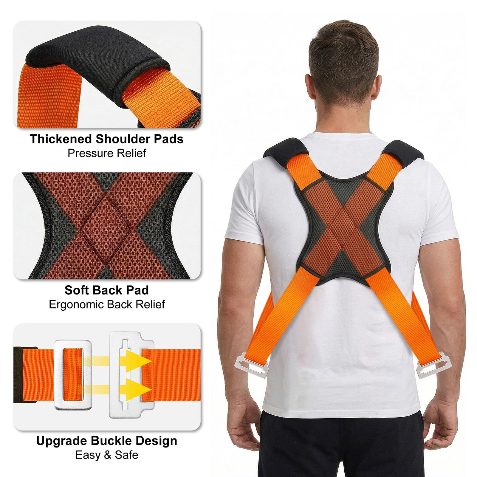 Cinghie per il movimento, sistema di sollevamento e spostamento delle spalle per 2 persone con imbottitura ispessita, cinghie di fissaggio regolabili in modo sicuro e facile per trasportare mobili