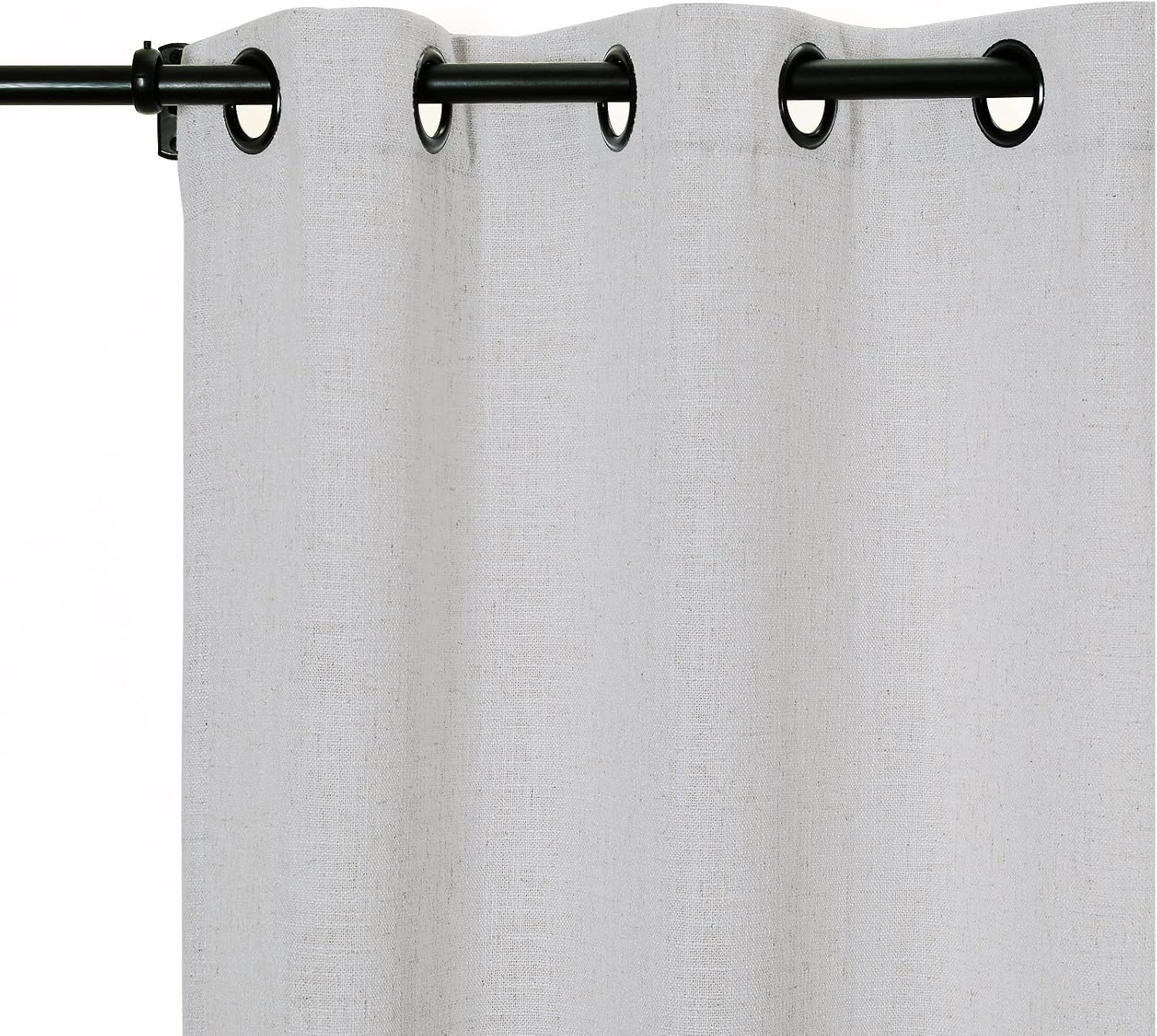 ChadMade Heavy Burlap Linen Curtain Black Grommet Top 50Wx120L White Curtain 120 Inches Extra Long Linen Blend Curtain Privacy Protecting for Sliding Glass Door, Unlined (1 Panel)