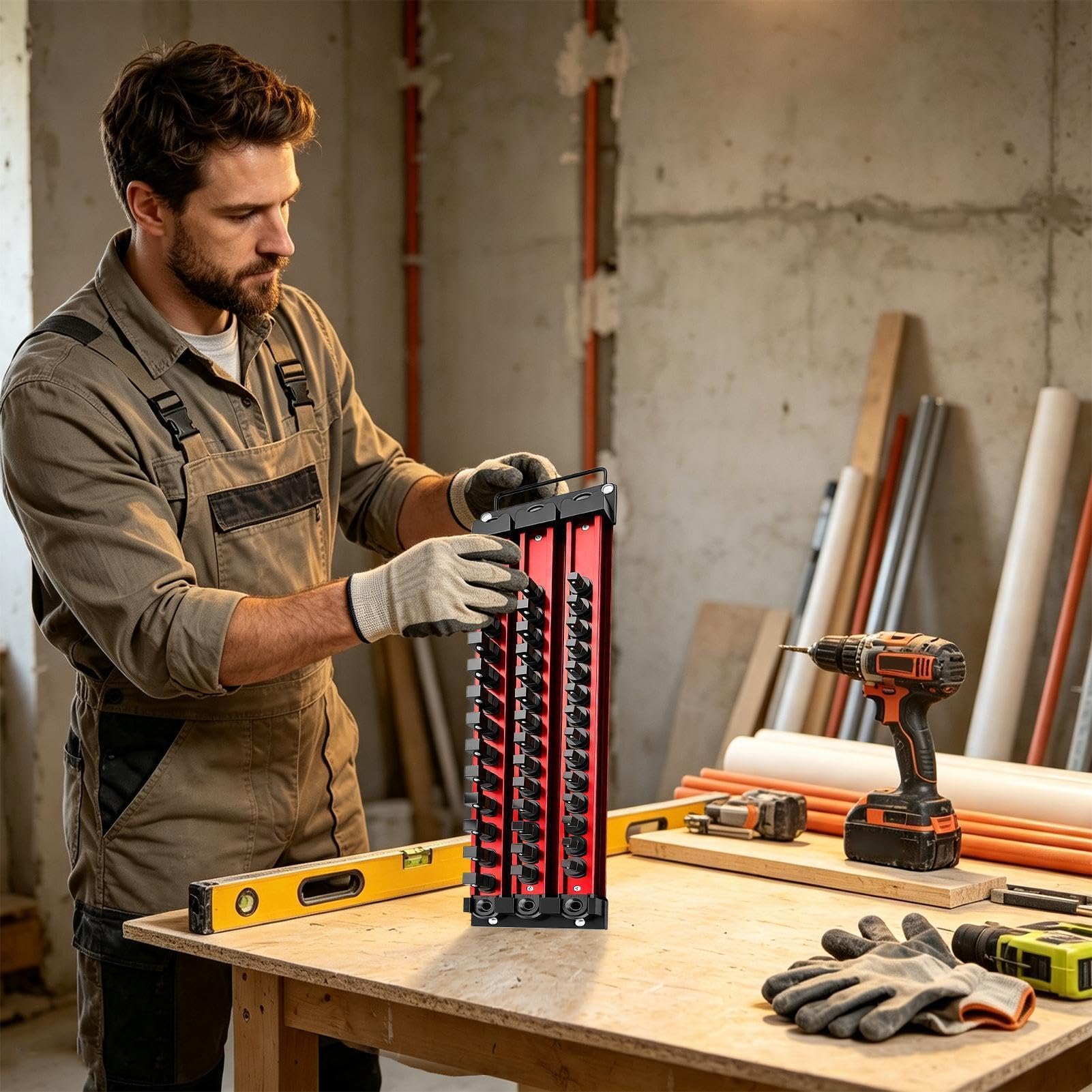 Organiseur de rangement pour prises - Porte-outils magnétique avec 40 cli