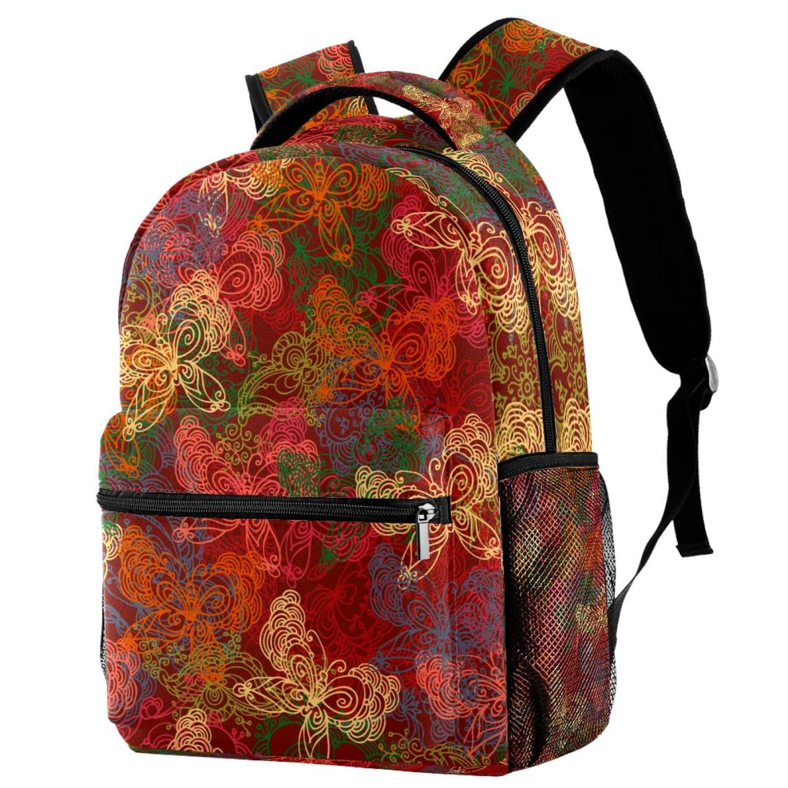 Sac à dos de voyage pour le campus style papillon rouge