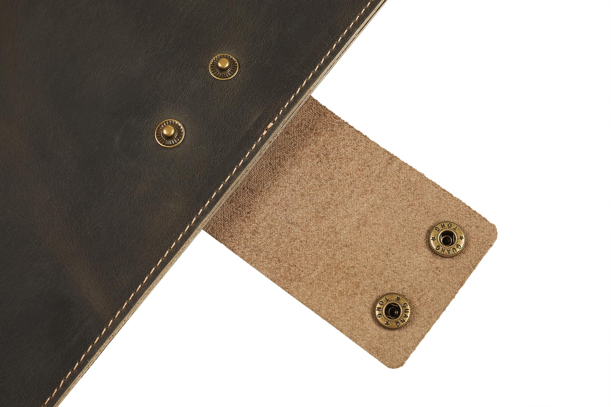 Handgefertigter Notenordner aus Leder, Notenhefter, personalisierter Notenhalter, Lederbinder mit 3 Ringen für 21,6 x 28,9 cm Notenblätter mit transparentem Blattschutz, dunkles Kahki