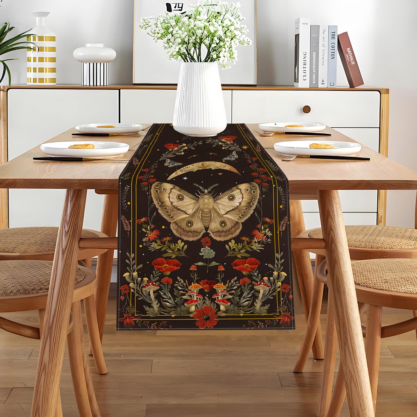 Mintoprints Chemin de table papillon 33 x 91,4 cm de long, lavable en polyester, décoration d'intérieur, cuisine, salle à manger