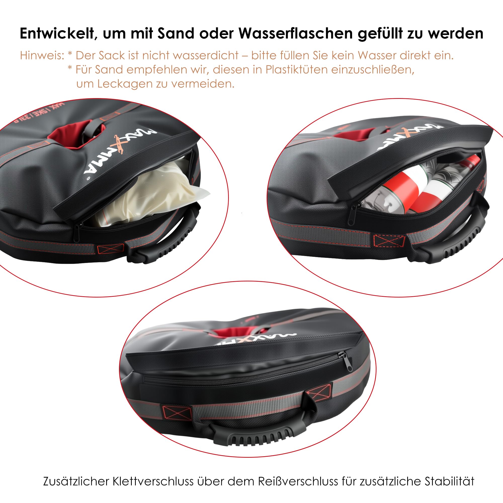 MaxxMMA Doppelendball-Anker (ungefüllt) – Verankerung für Boxsack, Reflexball & Battle Rope – Multifunktionaler Gewichtssack bis 15kg mit Griffen für Krafttraining und Functional Fitness
