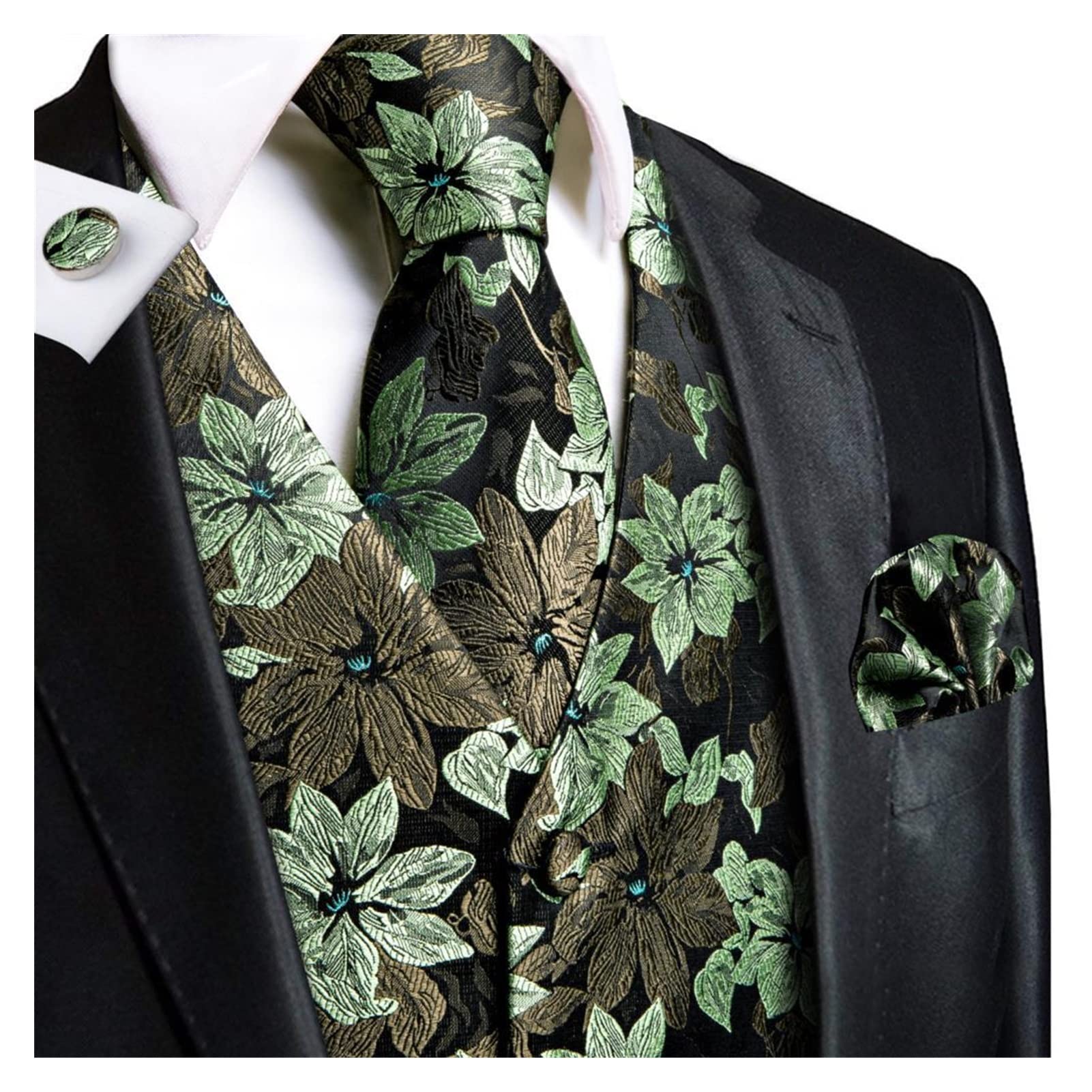 Jedwabne kamizelki męskie Jacquard kwiatowy płaszcz płaszcza krawat (Color : MJ-0033, Size : M)