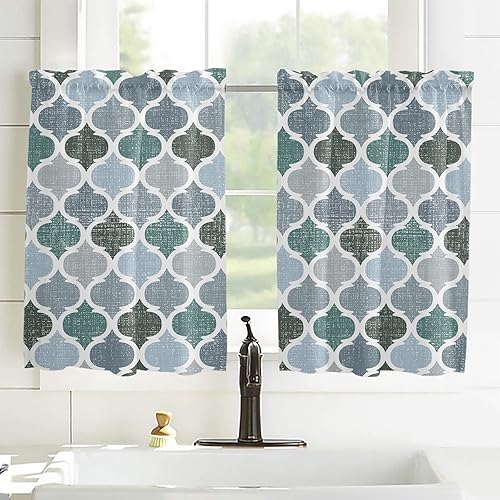 Miniatura 3 de Gogobebe Juego de cortinas de girasol para cocina, diseño rústico de granja, color blanco y negro, a cuadros, para bañocafetería, bolsillo para