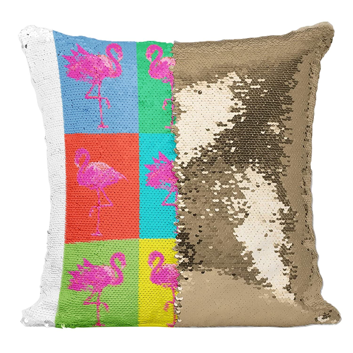 Coussin flamant rose sequin pour raviver un salon terne avec pep's