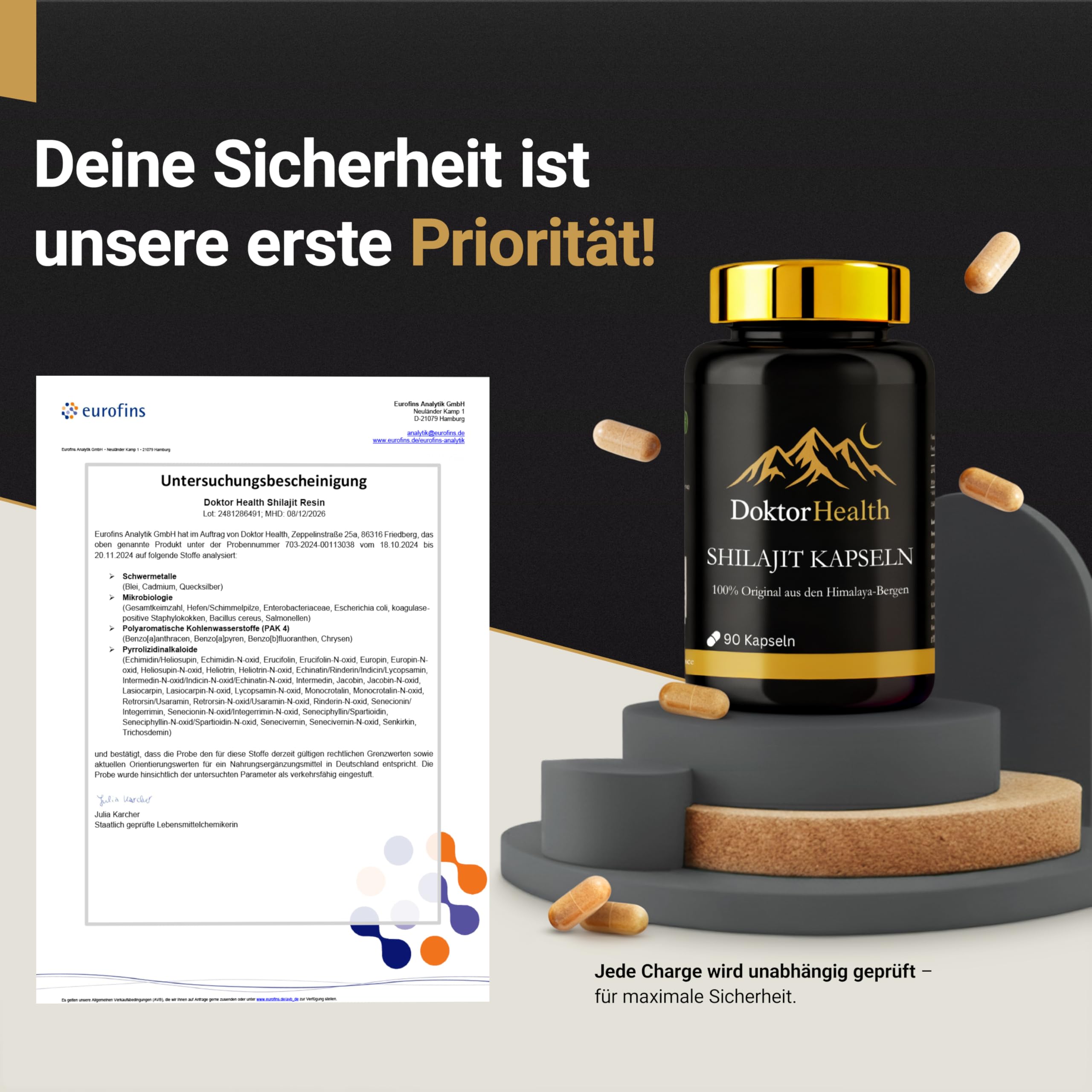 Premium Himalaya Shilajit + Ashwagandha Kapseln - hochdosiert 1300 mg Tagesdosis - 90 vegane Kapseln – Original aus Himalaya - Handernte - vegan, ohne unnötige Zusätze & laborgeprüft Deutschland
