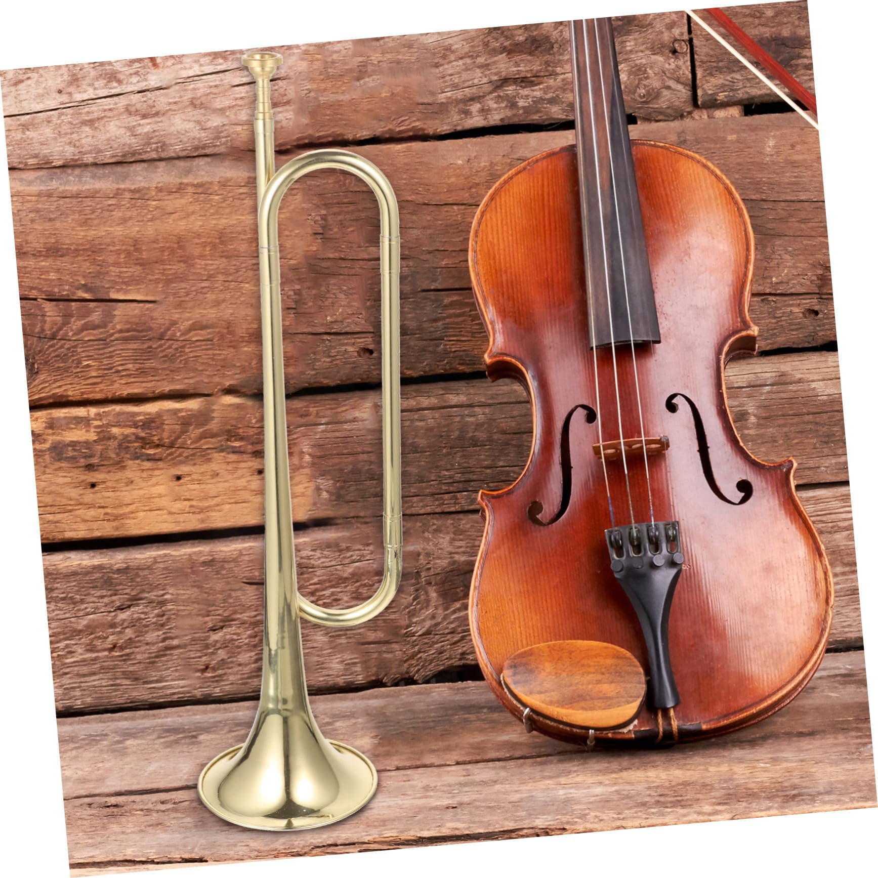 Beaupretty Instrumento de Latón si Bemol Dorado con Diseño Creativo y Adorno Artístico, Instrumento Musical Adecuado para Principiantes y Estudiantes en Banda o Conjunto