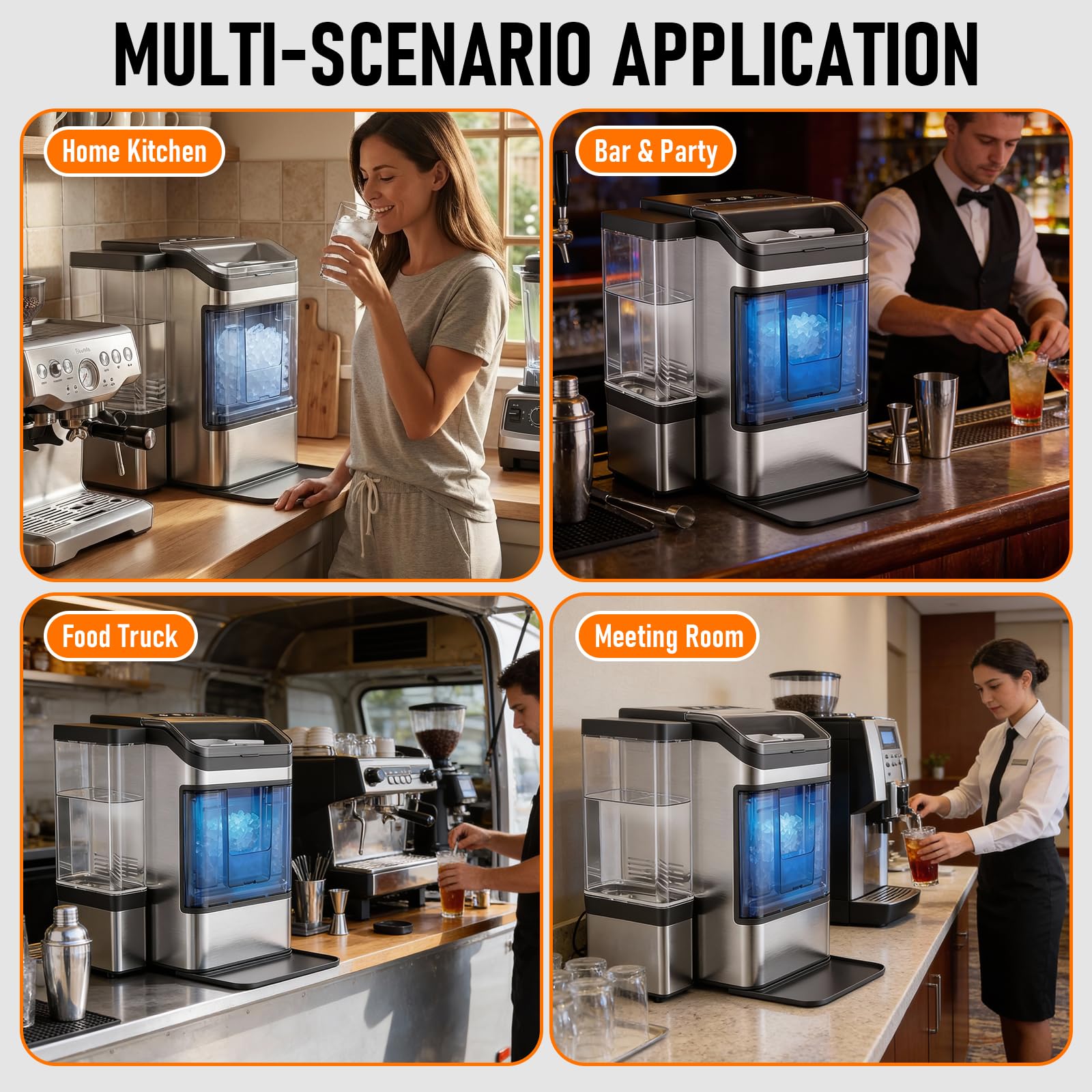Nalison Nugget Ice Maker Countertop, Chewable Sonic Ice Maker With 41lbs/24h, 9 Ice Cubes In 6 Mins,Self-Cleaning Portable Ice Maker With A Detachable 3l Water Tank Ultra Quiet For Home, Office on Fridge.com - View 6