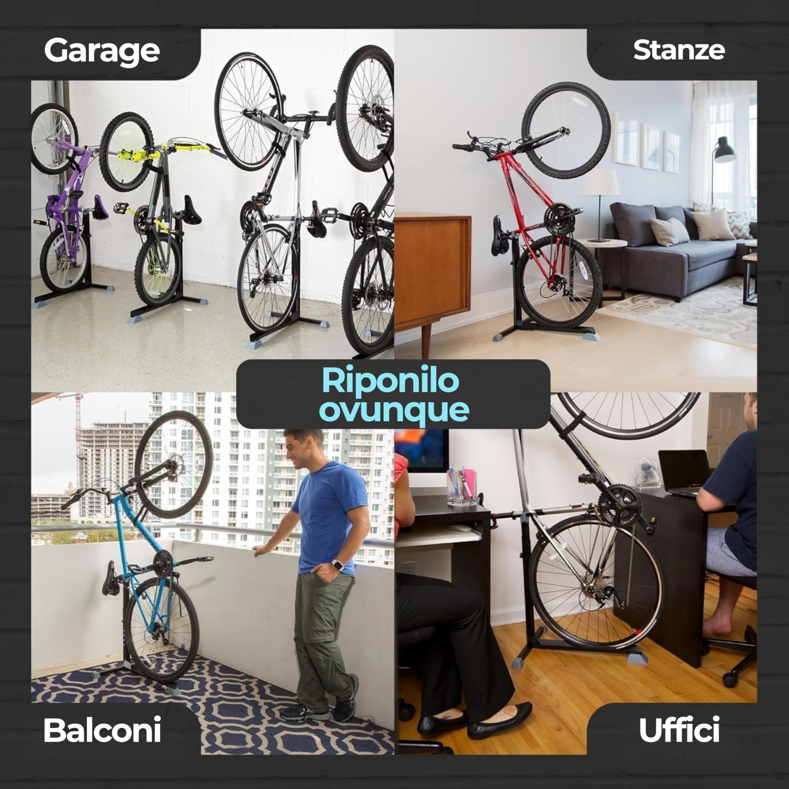 Bike Nook Pro - Supporto Verticale per Bici da Pavimento, Rastrelliera Salvaspazio per Garage e Interni, Compatibile con Parafanghi e Cestini, Nessun Foro nel Muro